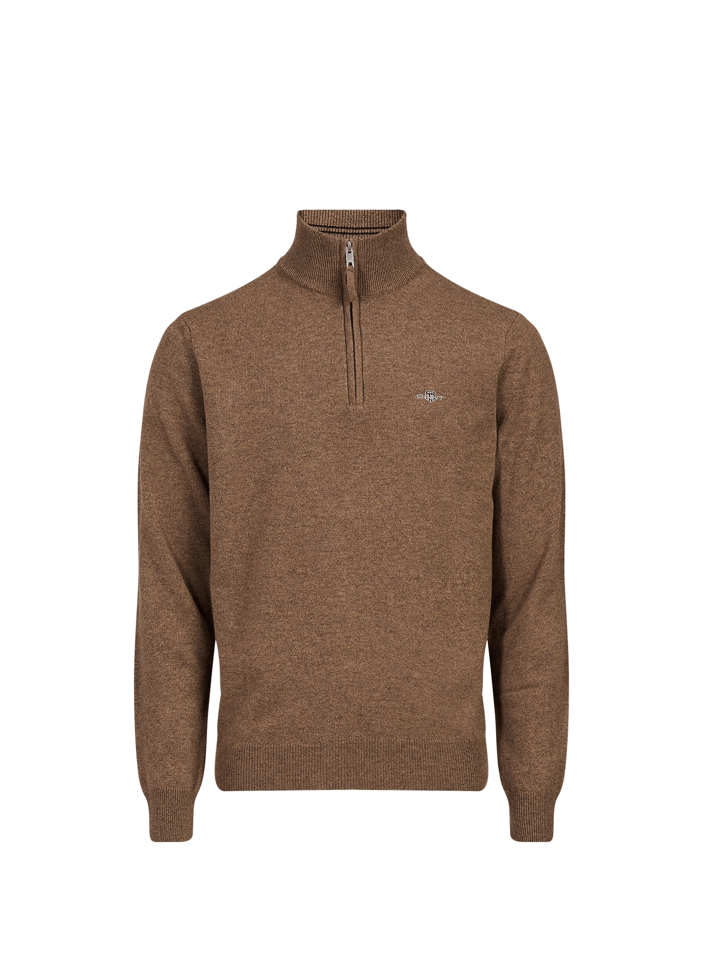 Zippered high neck wool sweater GANT Brown