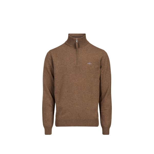 Pull col montant zippé uni en laine Pull col montant zippé uni en laine