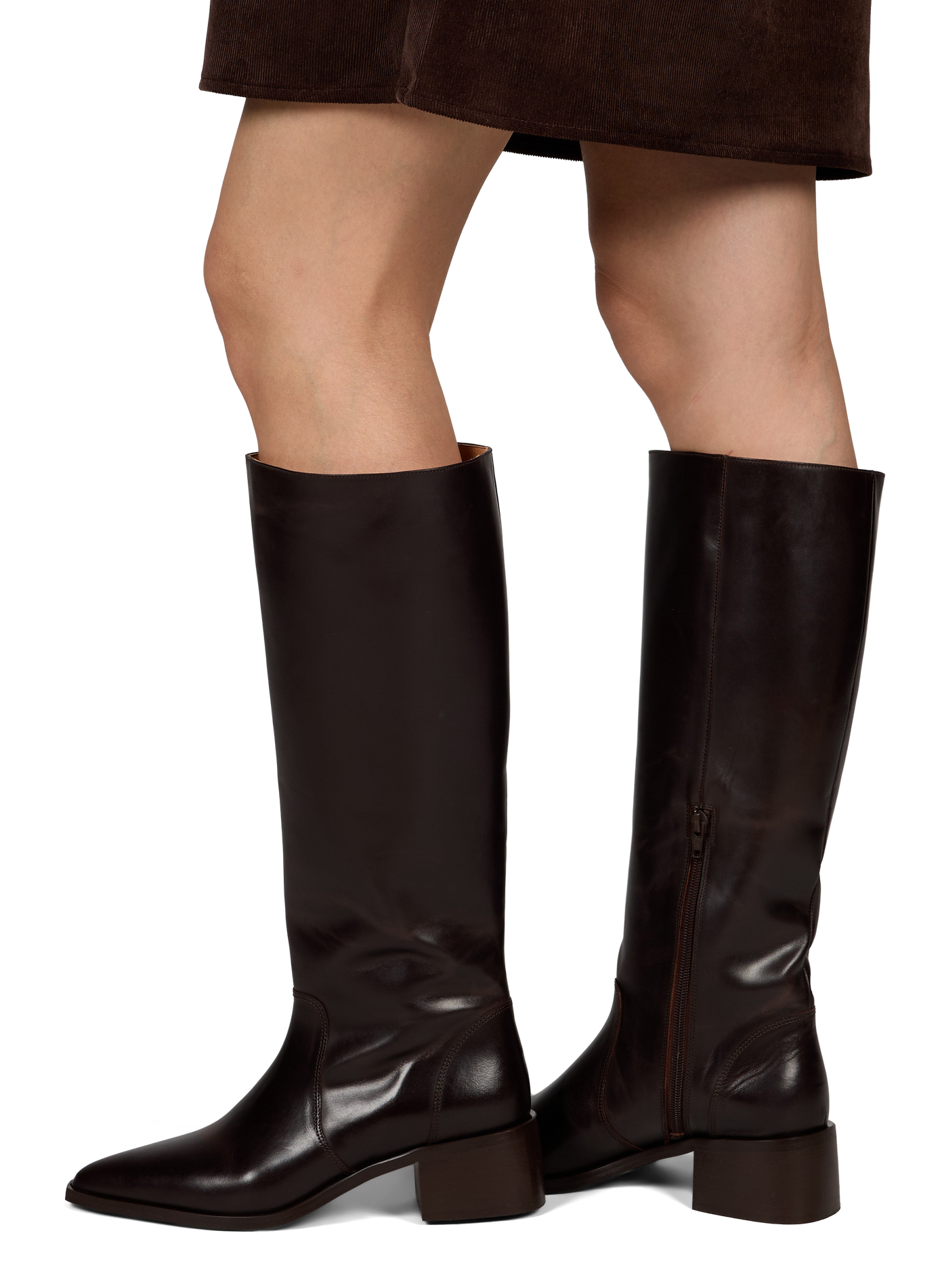 Gaga leather cowhide heeled boots SAISON 1865 Brown