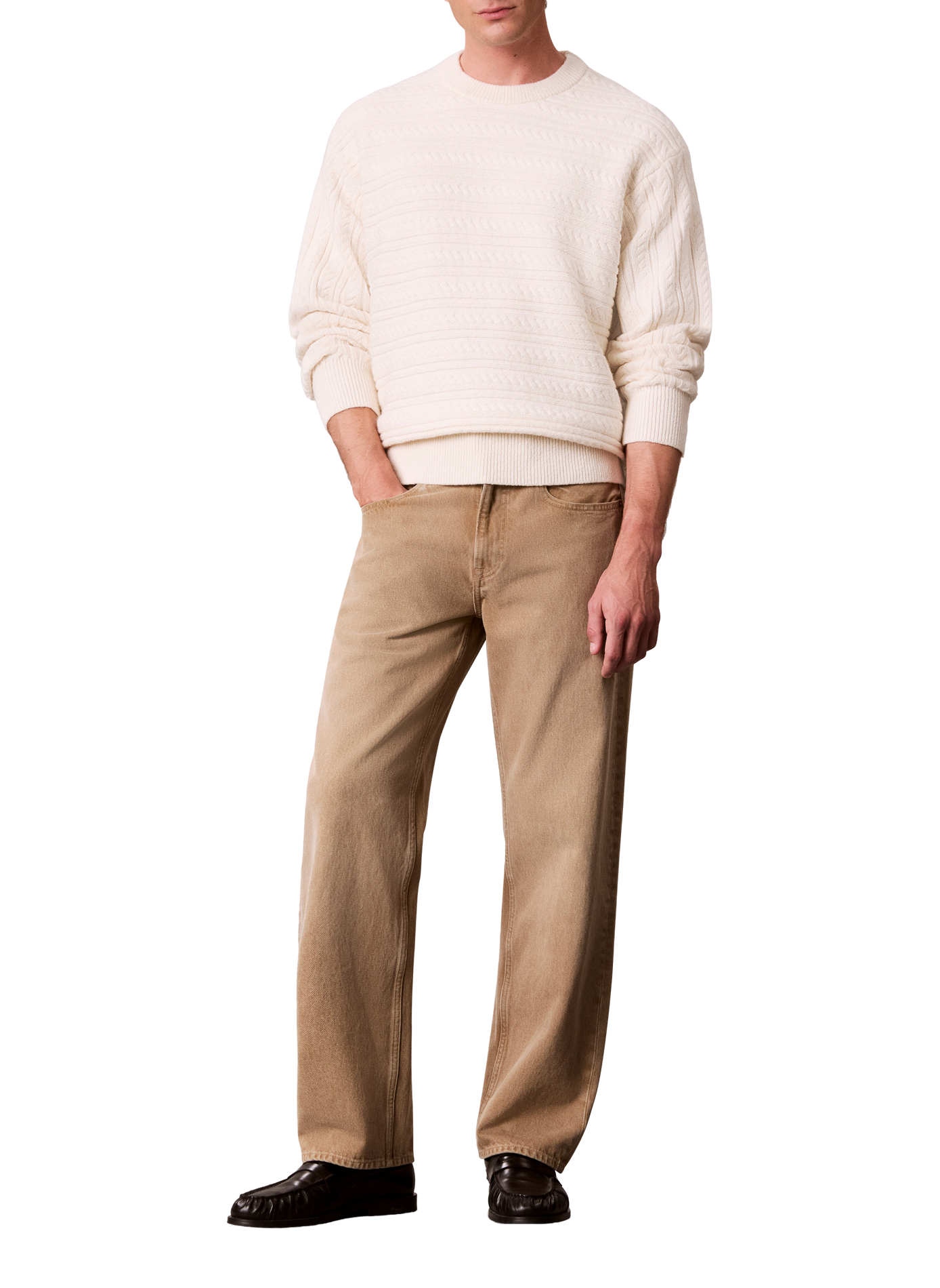 Straight-fit style in a wool and cotton blend knit CALVIN KLEIN White