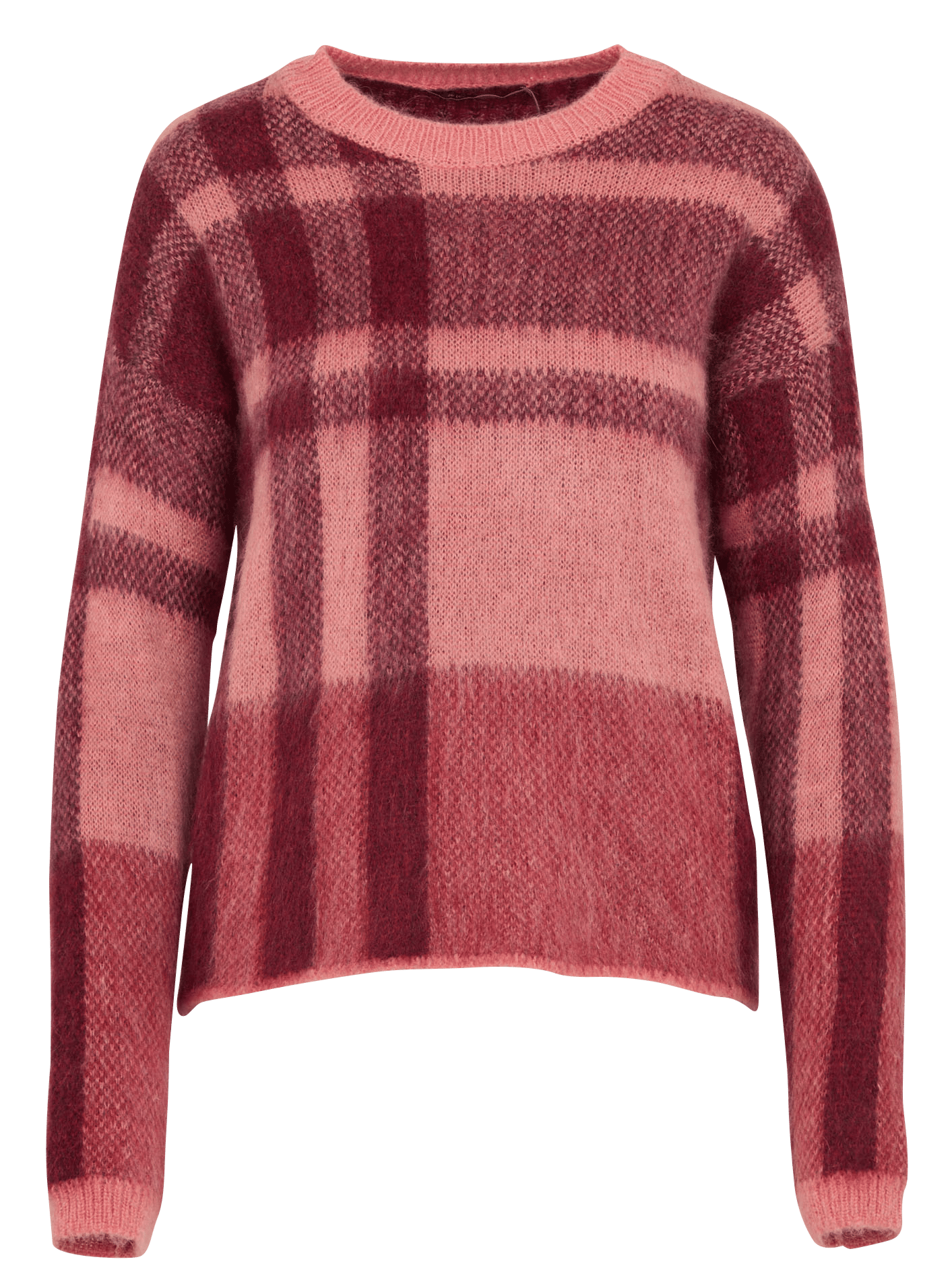 Trui van jacquard met ruitmotief in een mohairmix LA FEE MARABOUTEE Roze