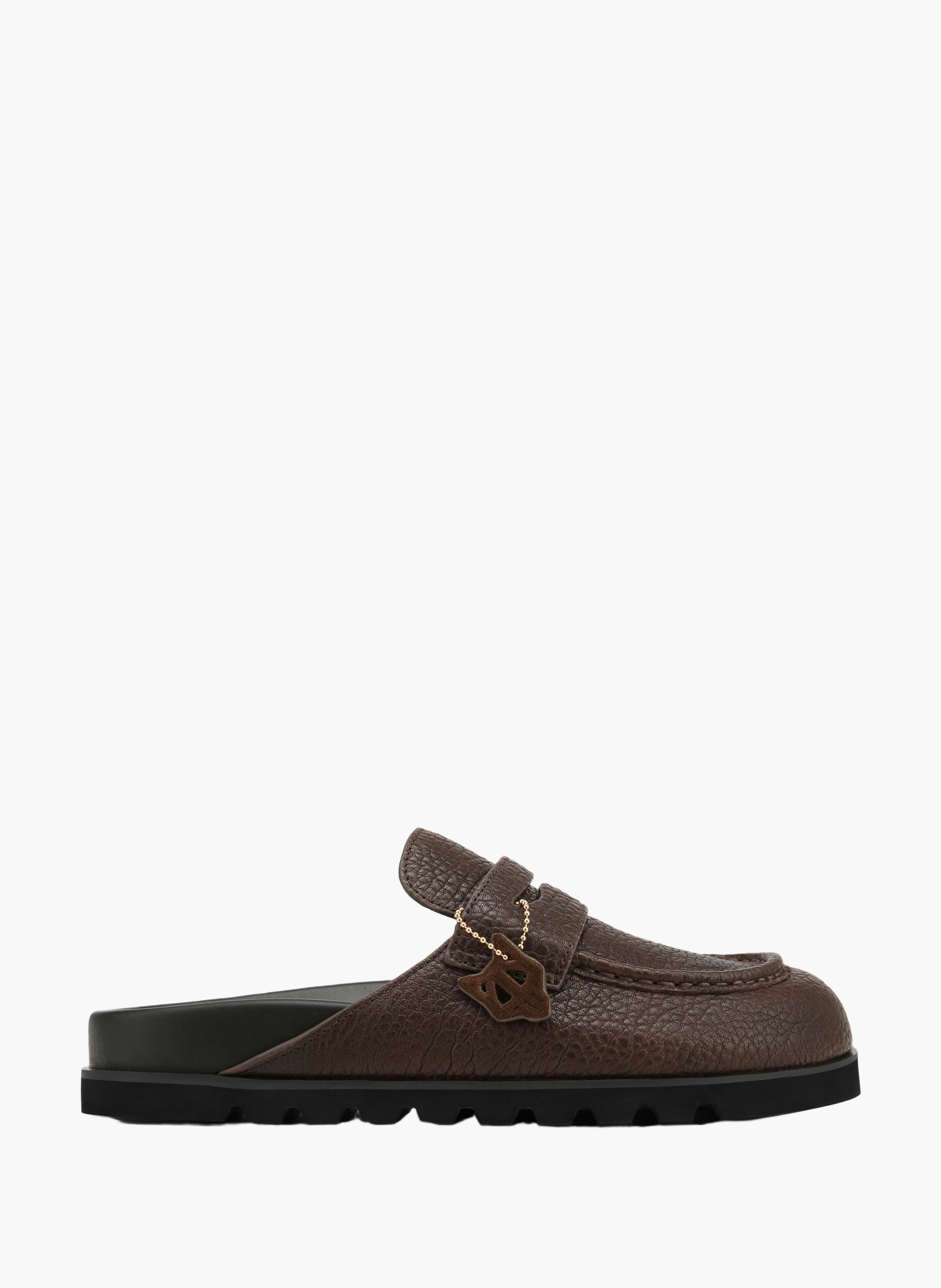 Mules cord en cuir foulonné NAKED WOLFE Marron