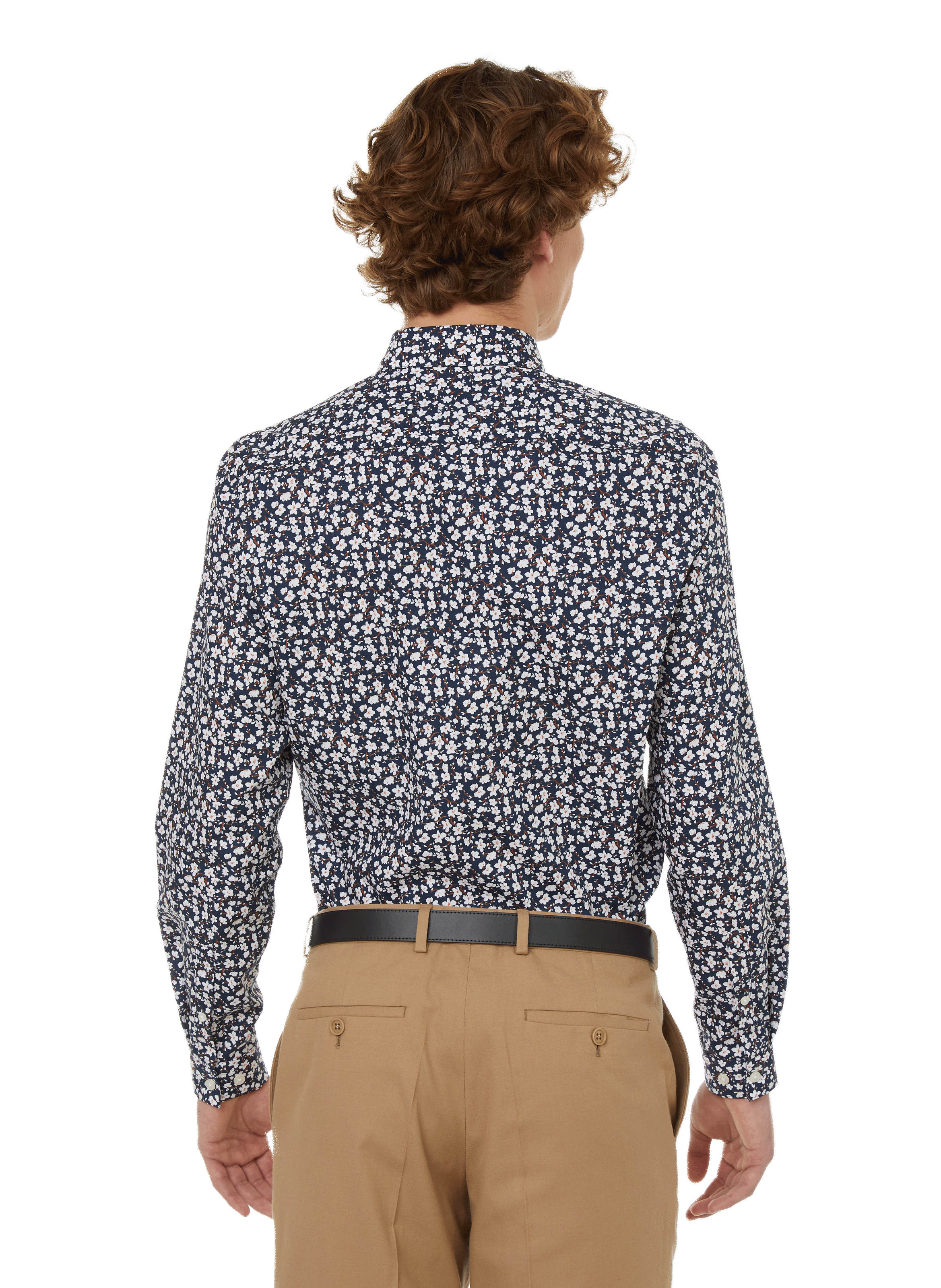 Chemise imprimé floral en popeline de coton AU PRINTEMPS PARIS Bleu