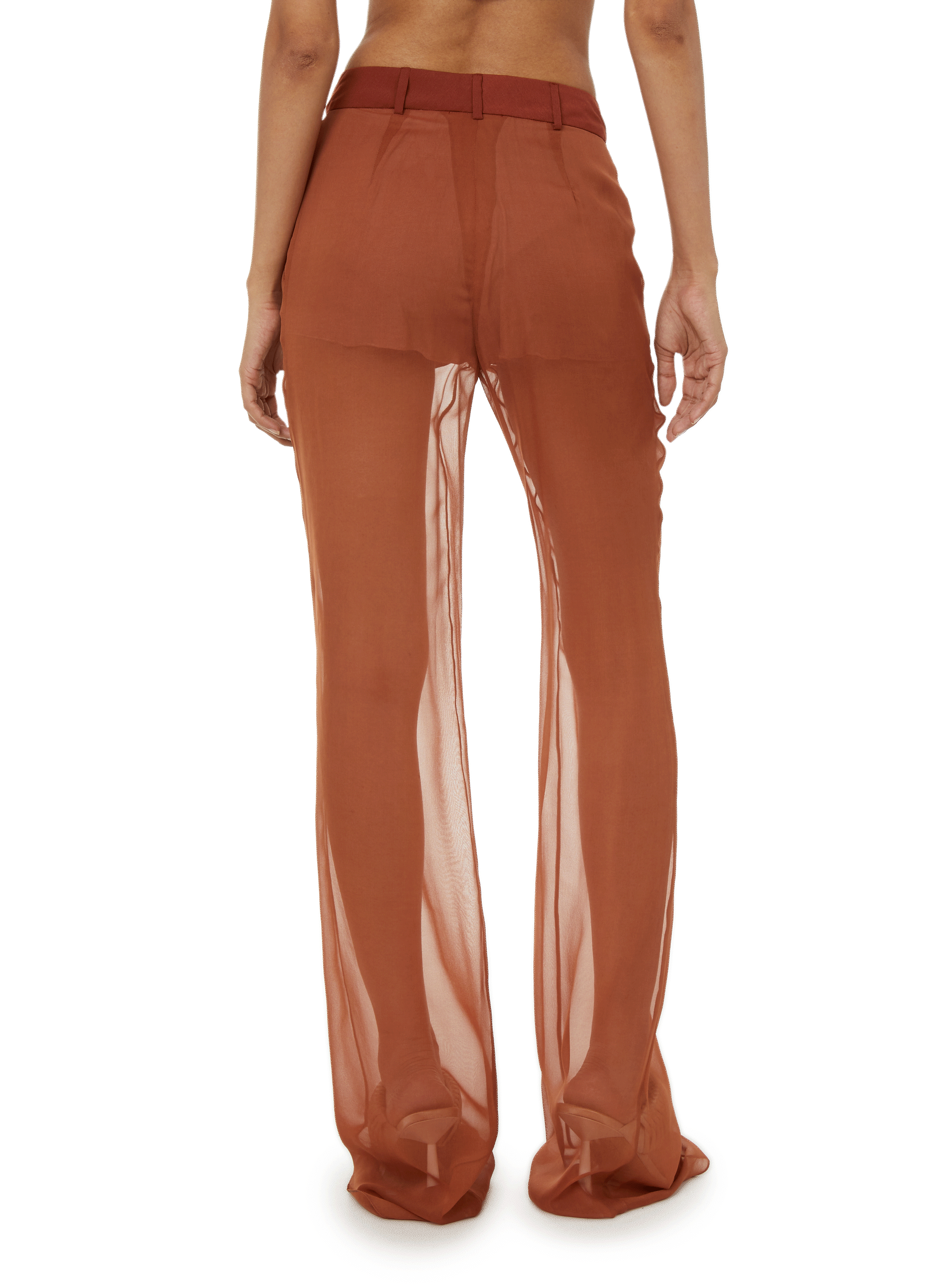 Pantalon flare en soie NENSI DOJAKA Marron