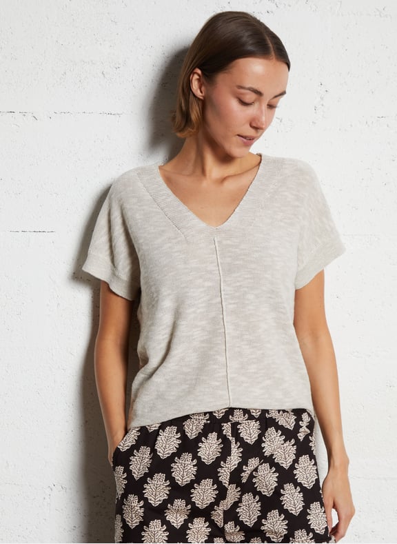 Pull droit en maille shana Blanc by MAISON 123 MAISON 123 Pull droit en maille shana Blanc