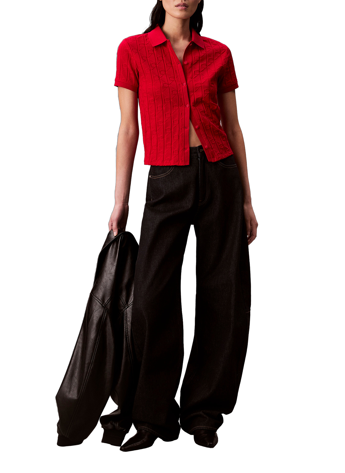 Jacquard shirt with monogram logo CALVIN KLEIN Red