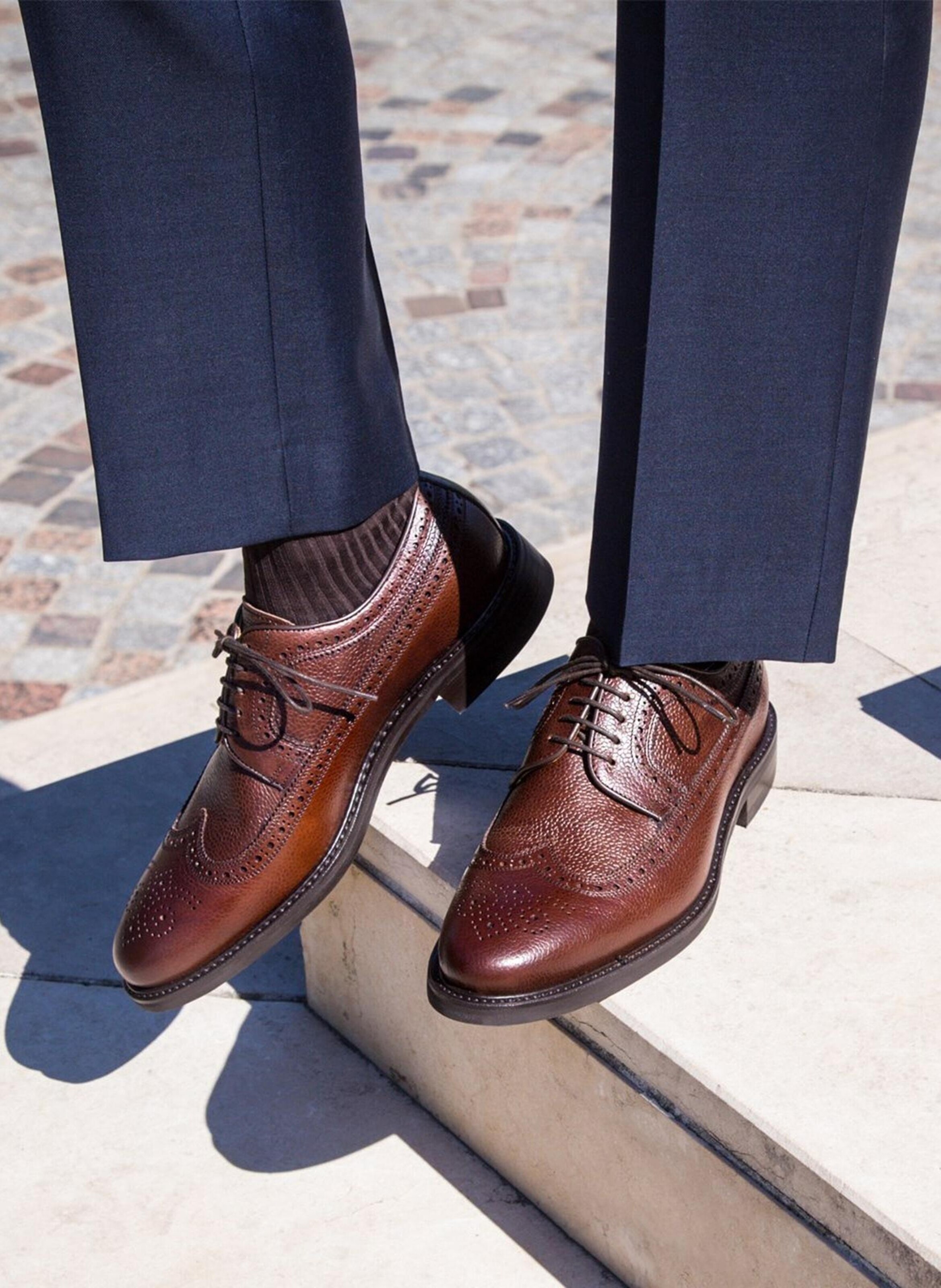 Derby cuir grainé barton FINSBURY Marron