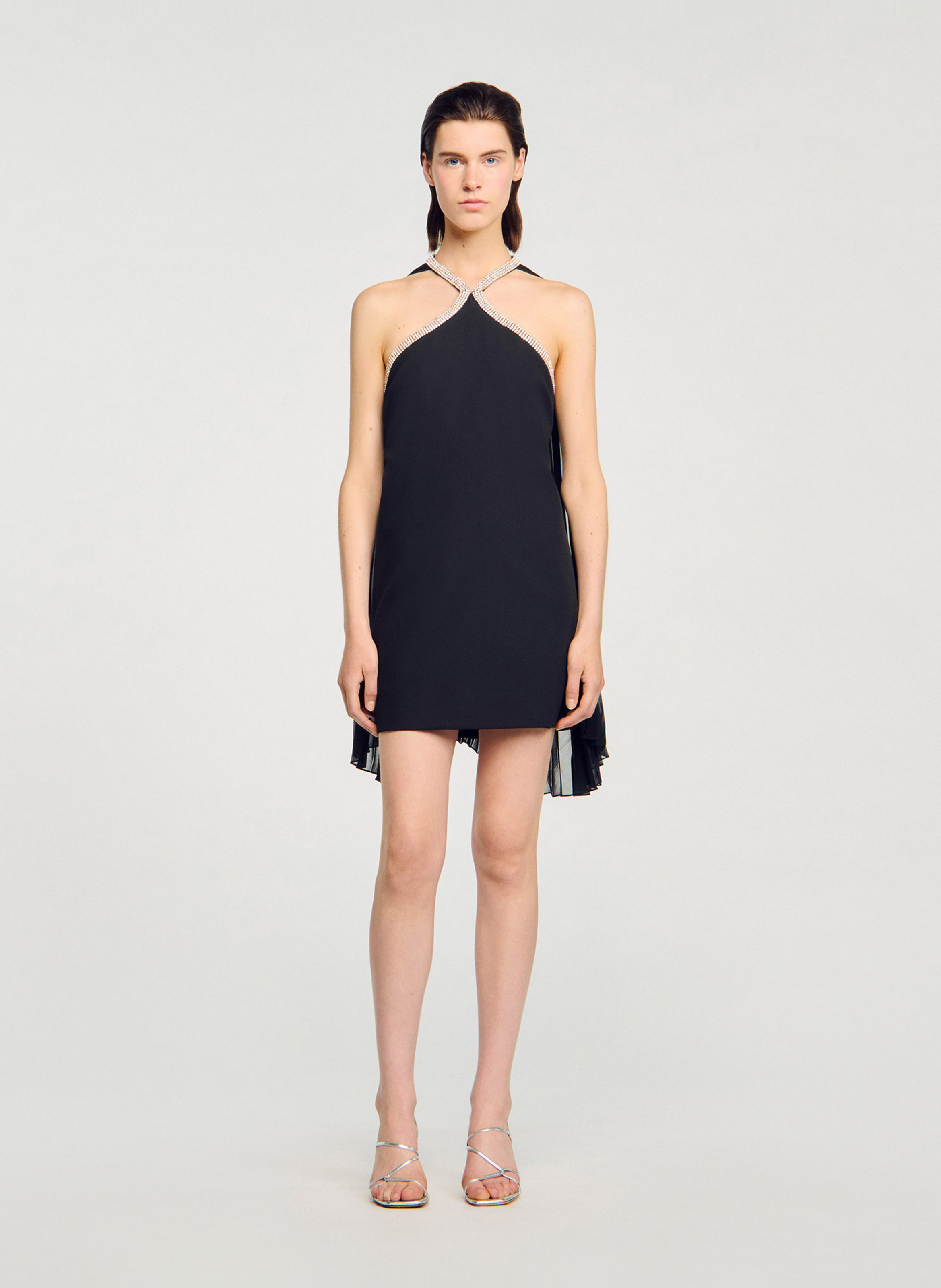 Robe courte à strass SANDRO Noir