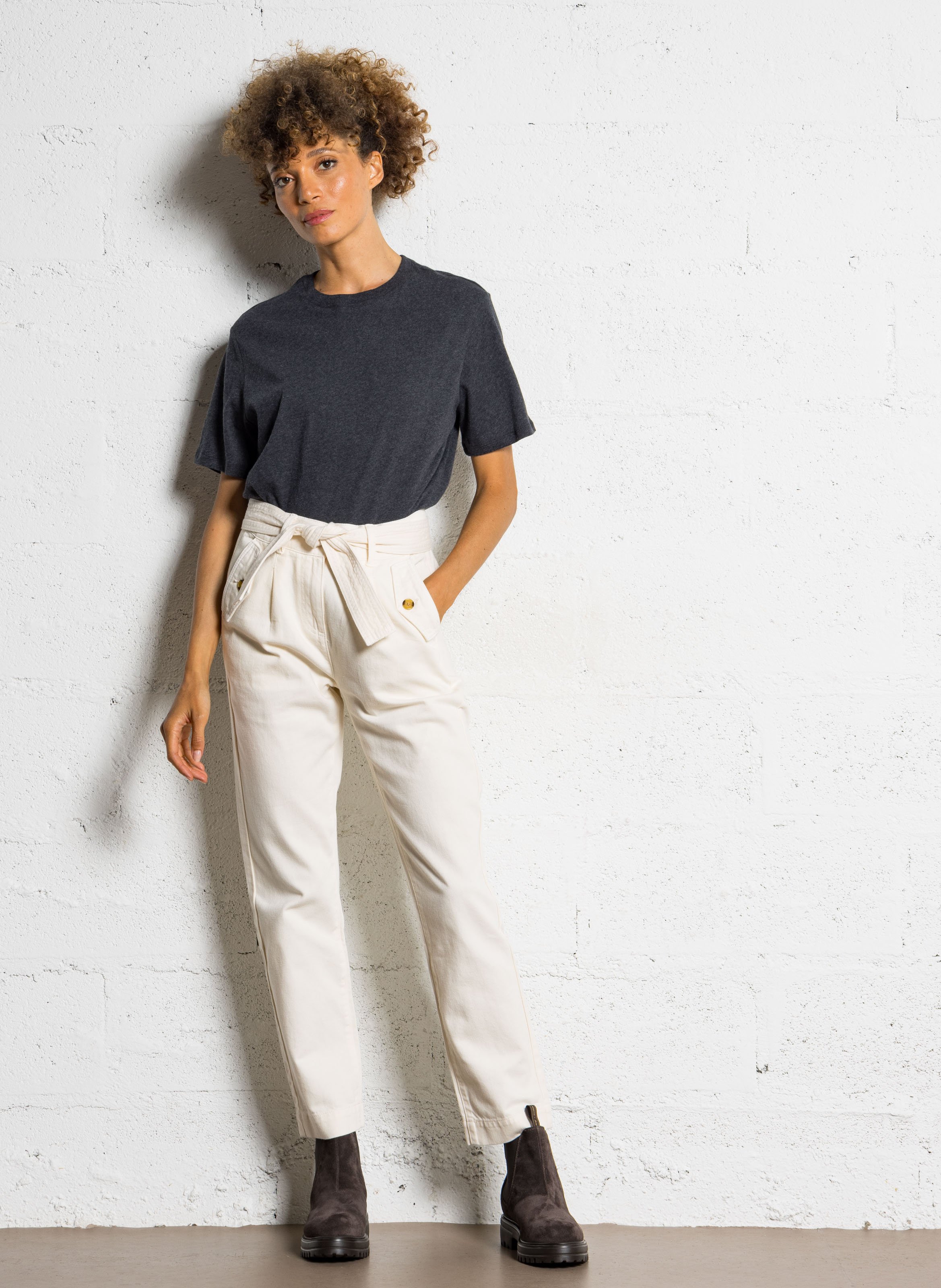 Pantalon droit en coton mateo MAISON 123 Beige