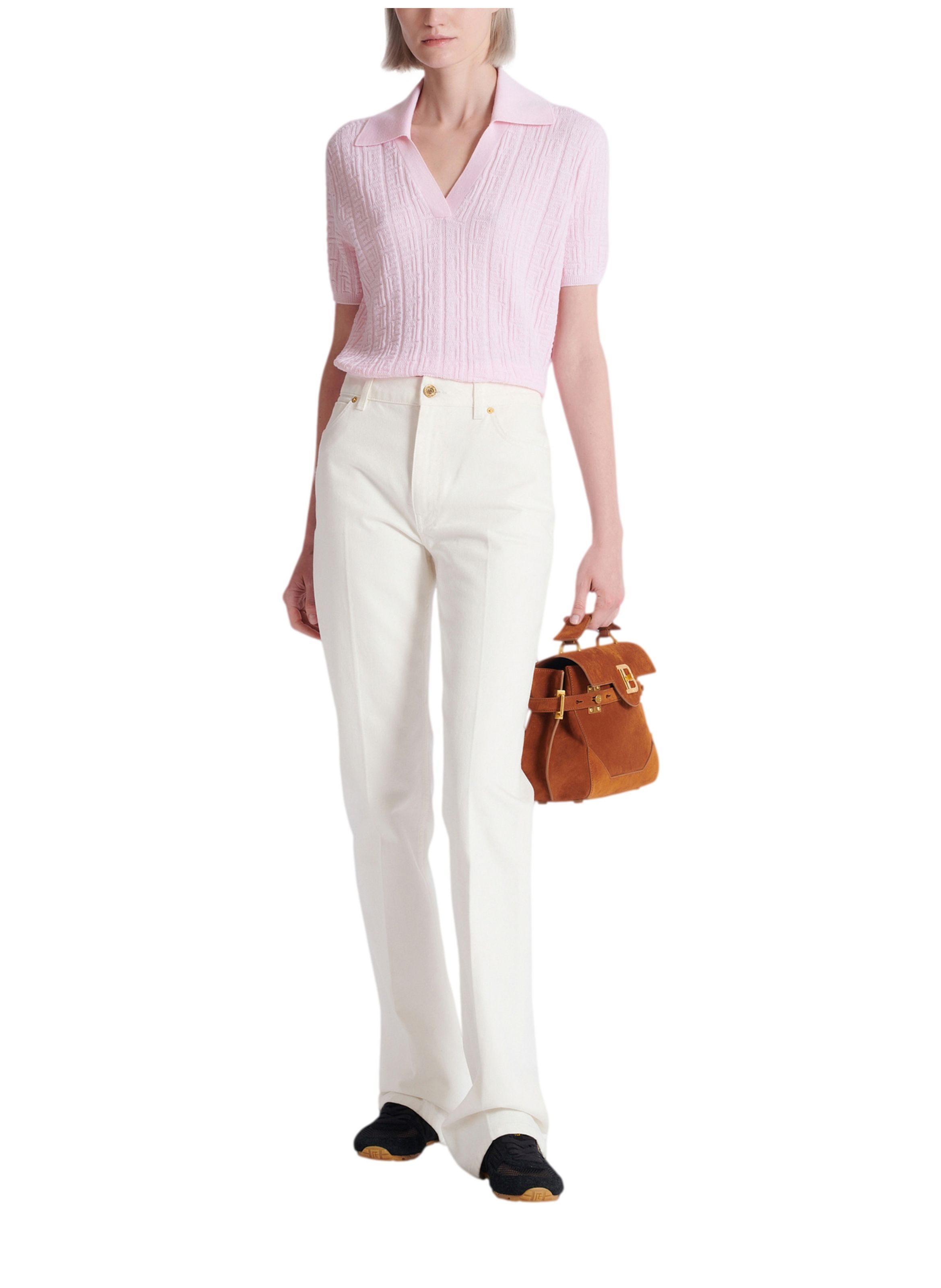 Pantalon droit en denim Blanc