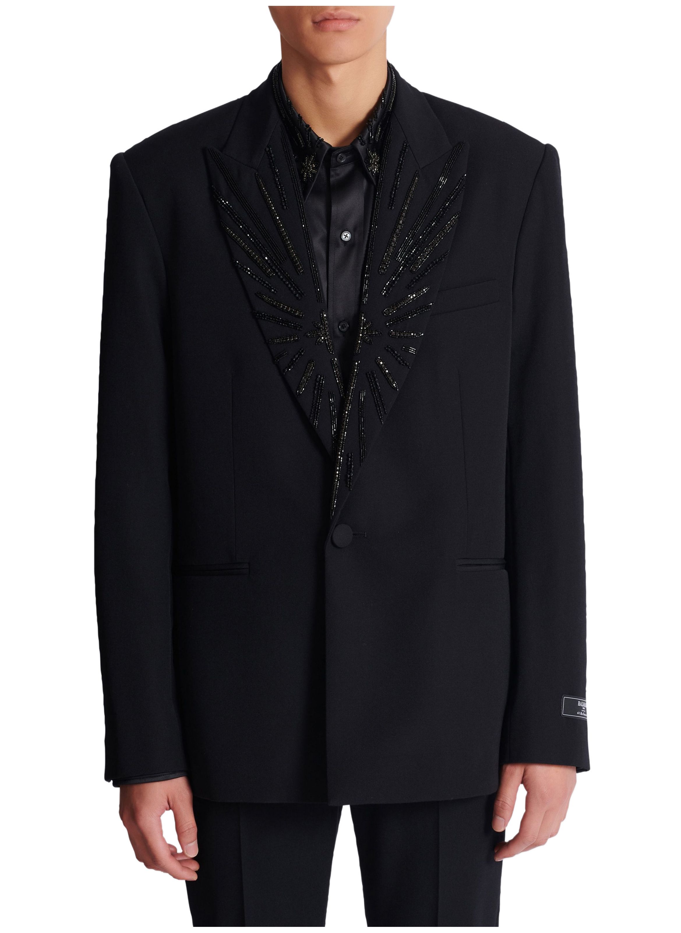 Veste 1 bouton en grain de poudre Noir