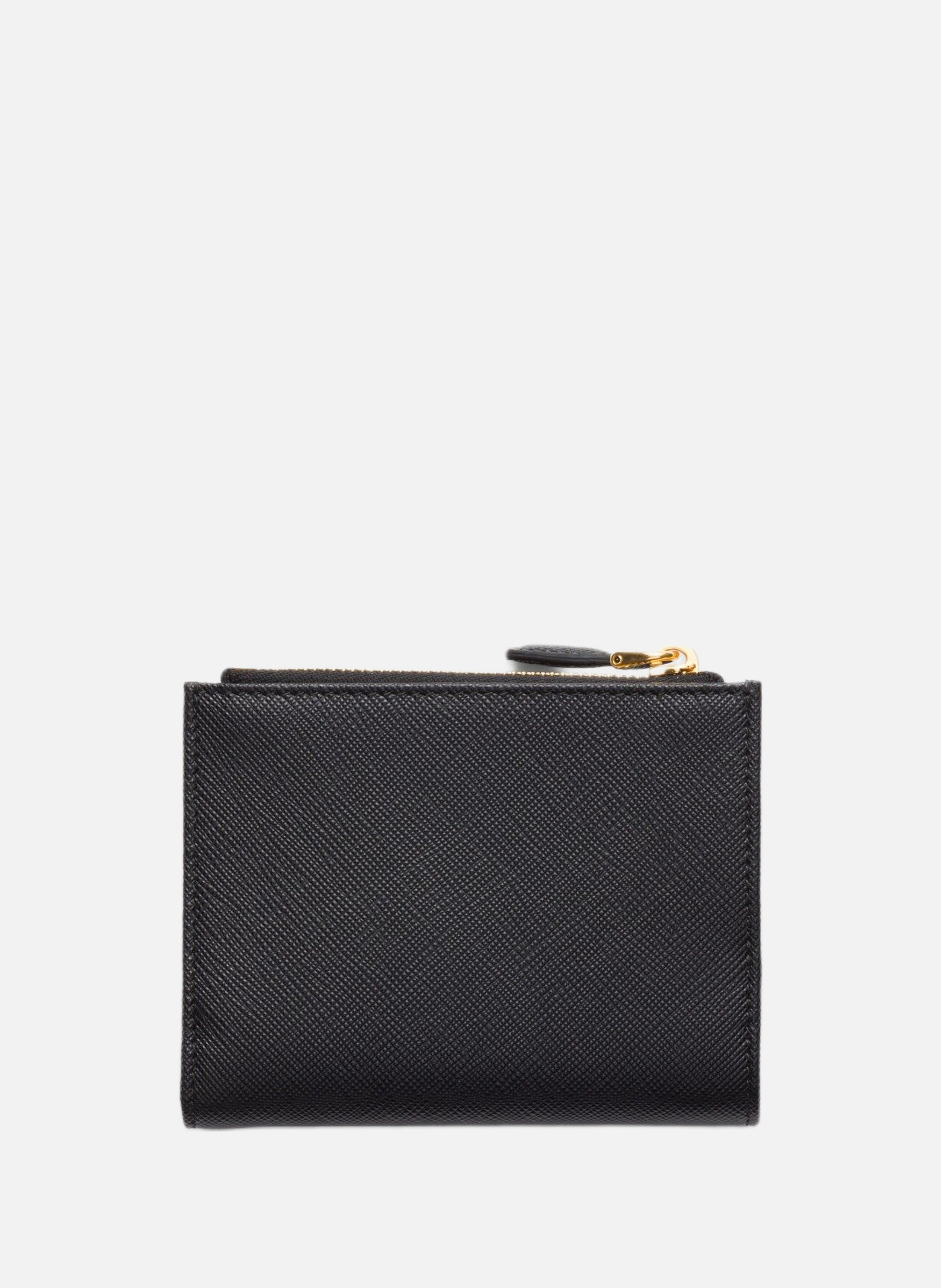 Petit portefeuille en cuir saffiano PRADA Noir