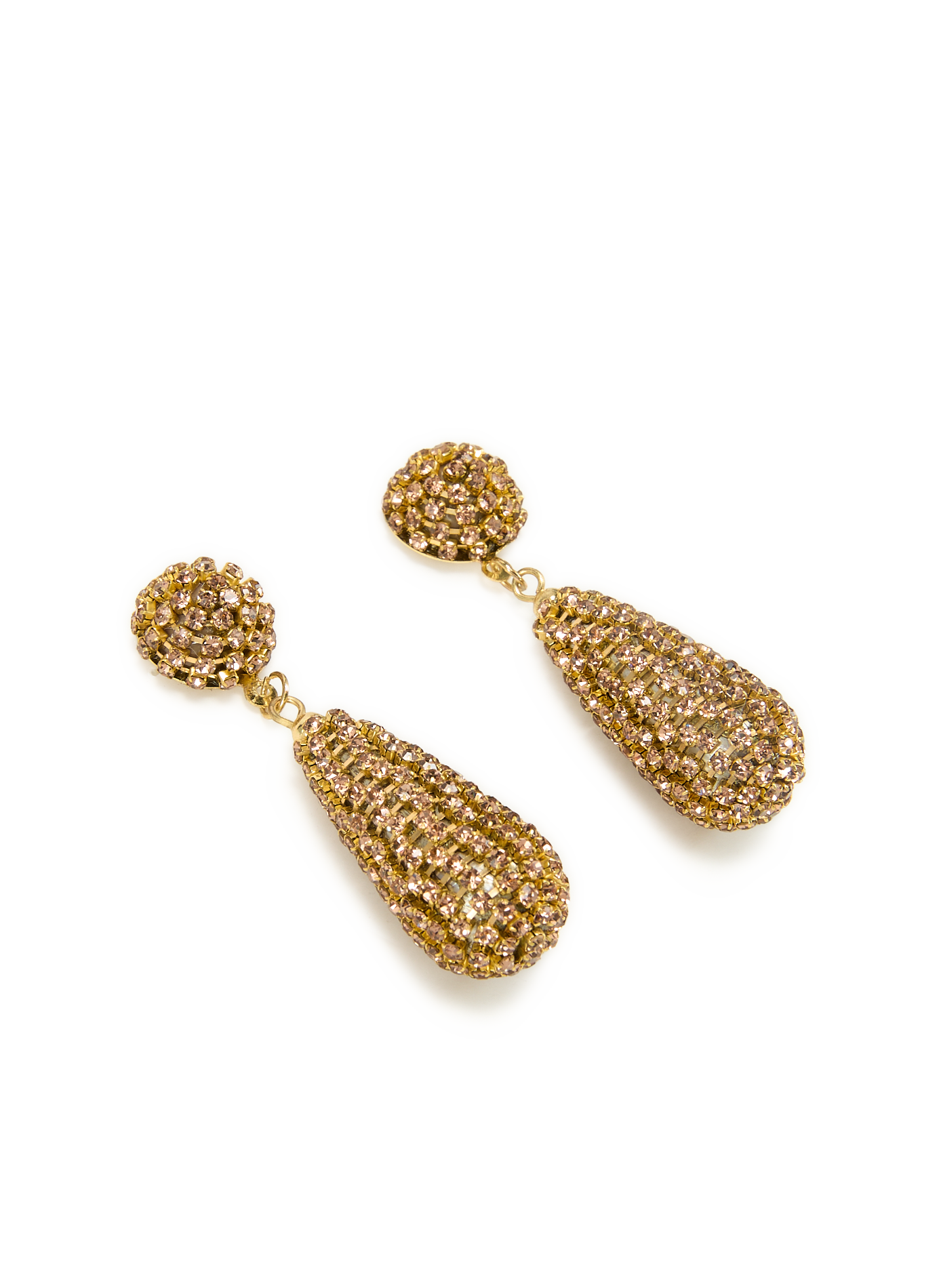 Boucles d'oreilles pendantes à strass AU PRINTEMPS PARIS Doré