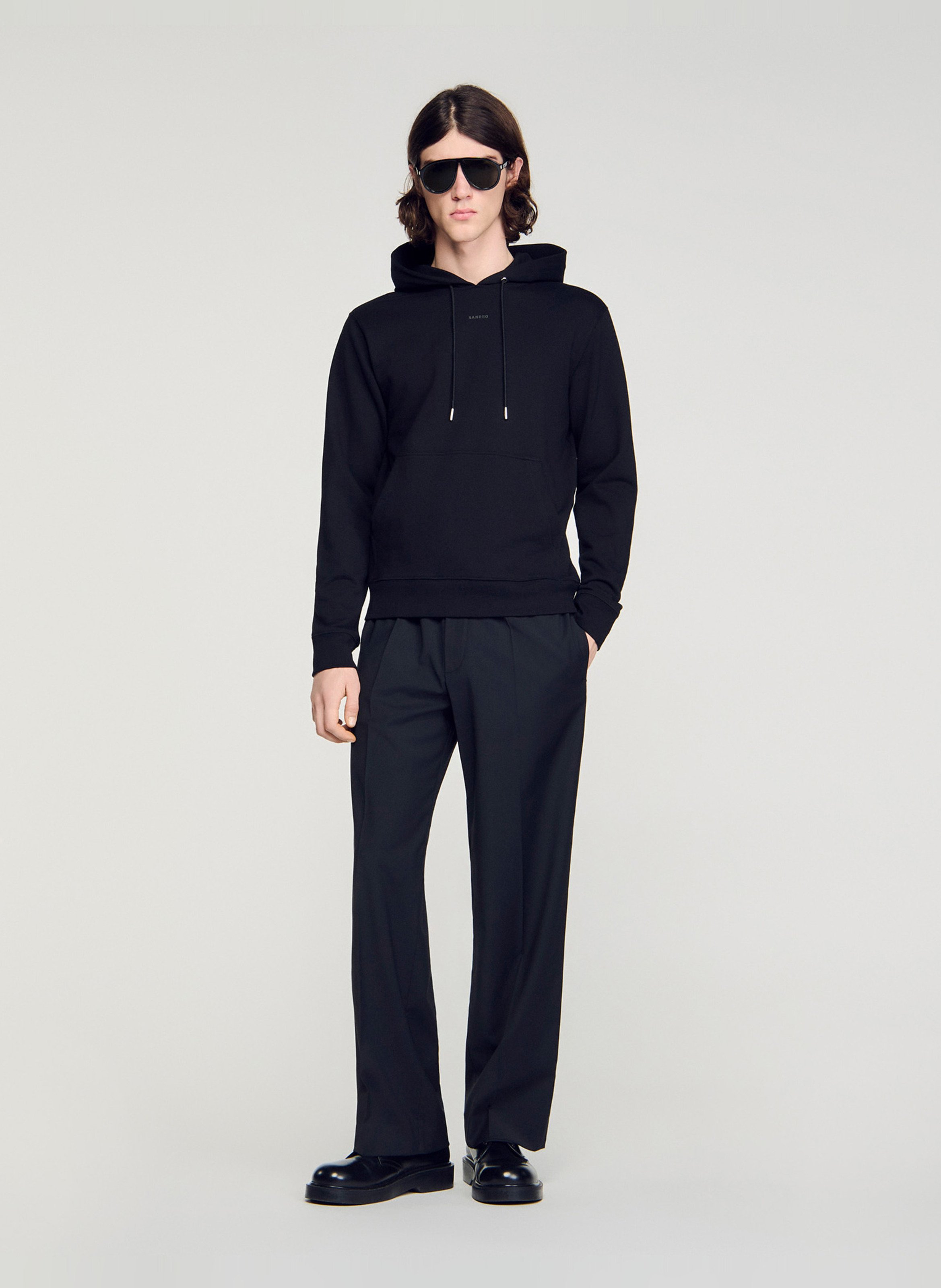 Sweat à capuche en coton SANDRO Noir