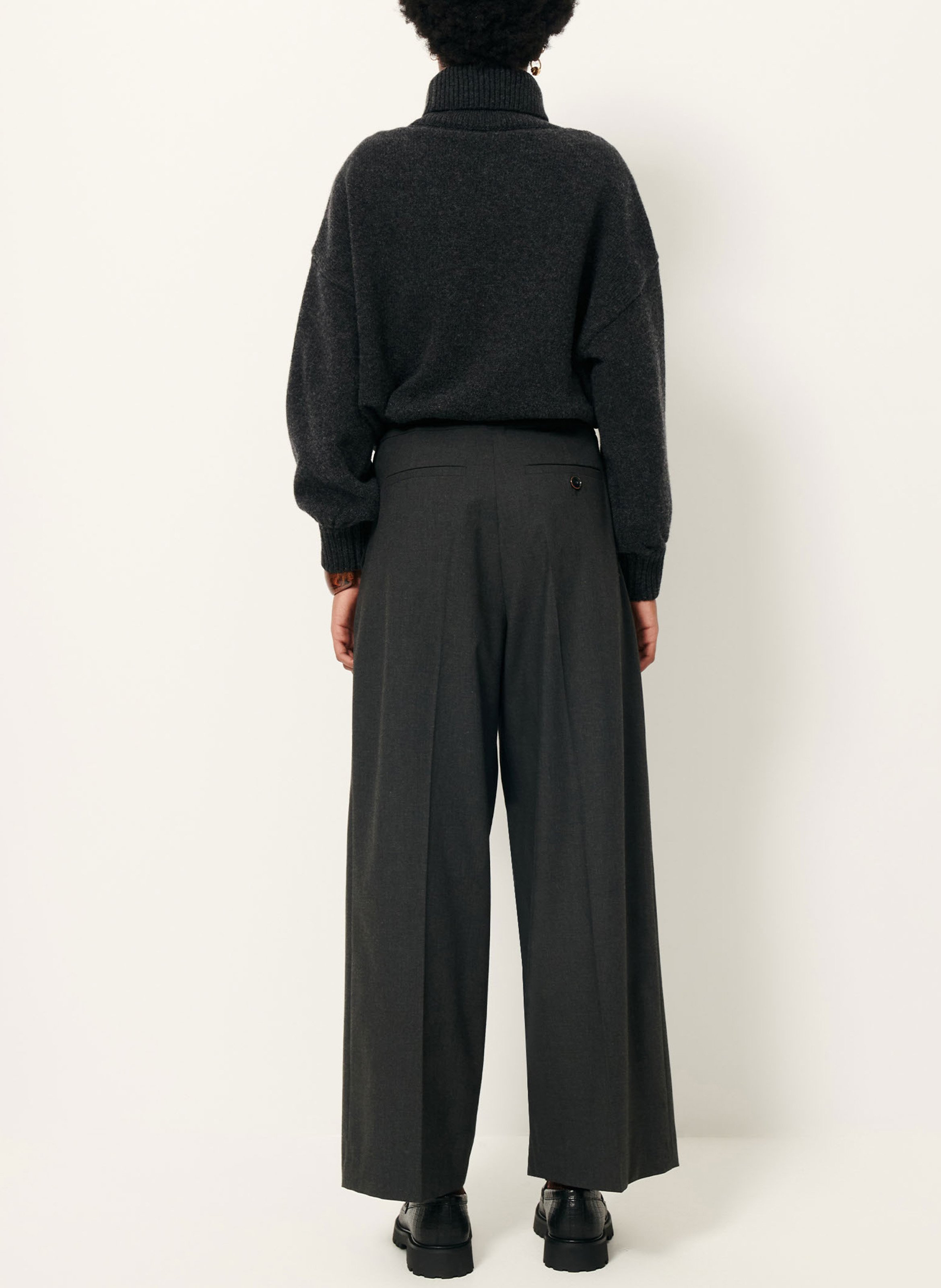 Pantalon large à taille haute hojiki Gris