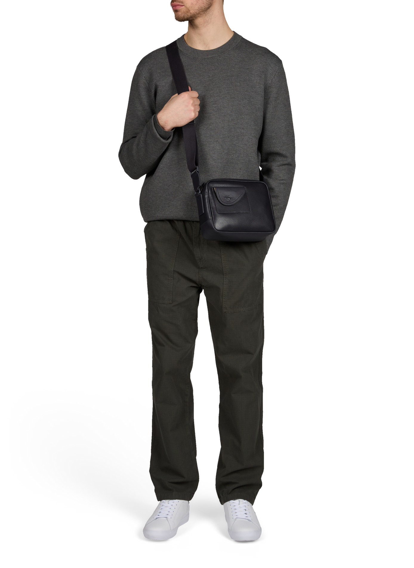 Crossbody handbag in grained leather LACOSTE Blue