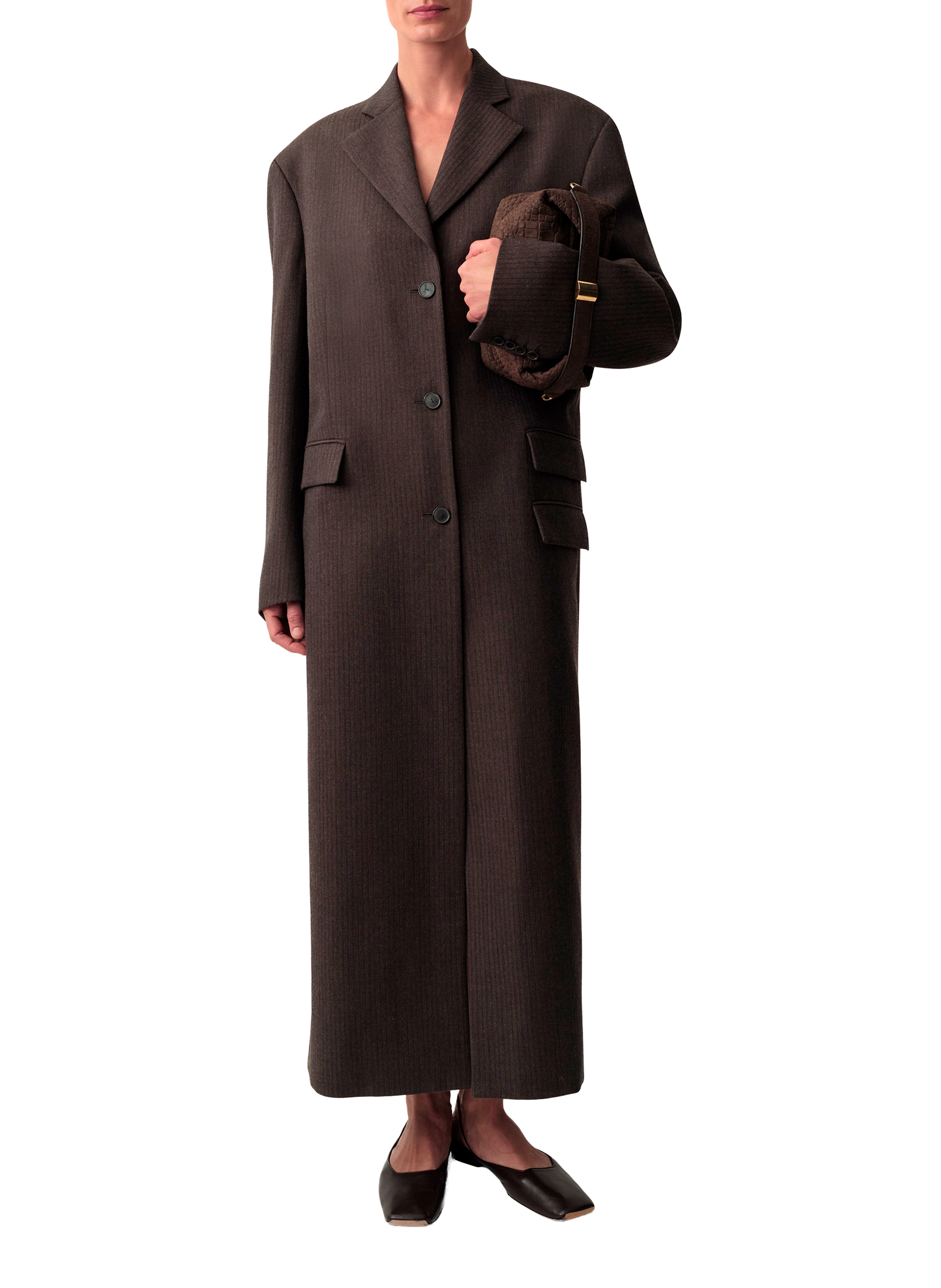 Manteau long en laine Calvin Klein Collection Marron