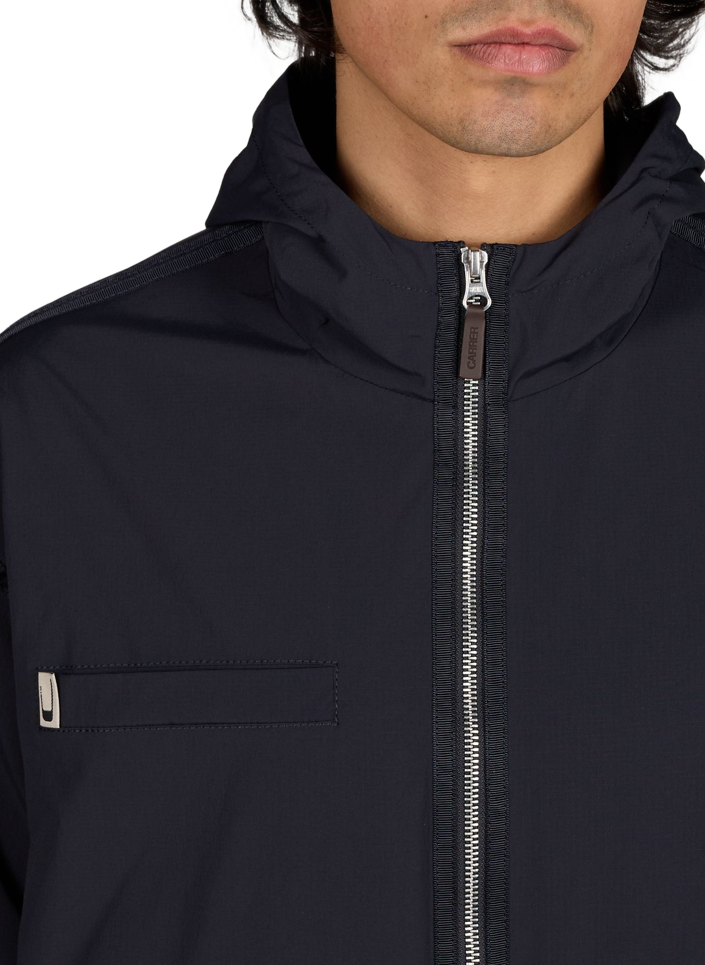 Veste droite col montant à capuche CARRER Bleu