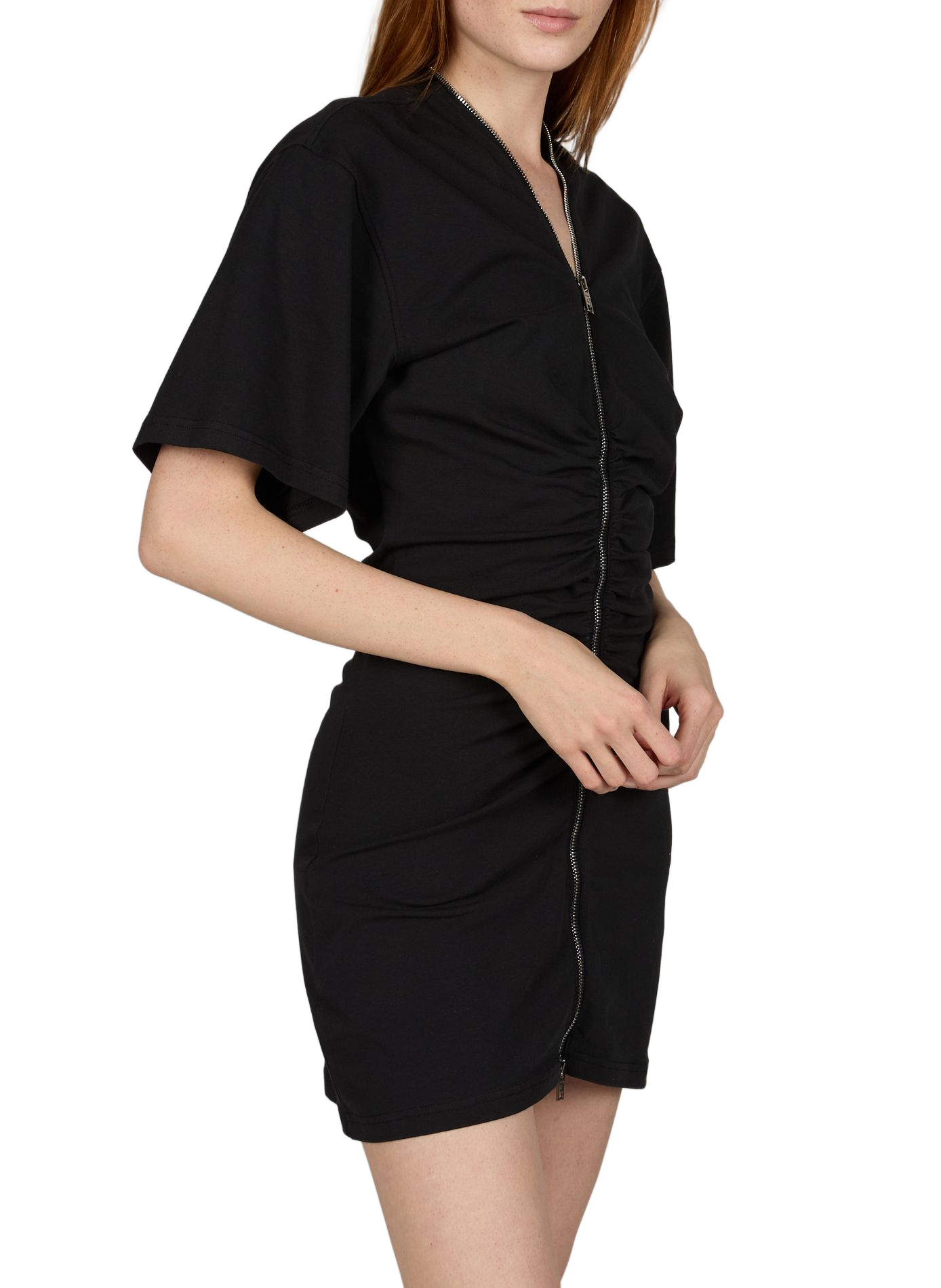 Robe courte zippée en coton mélangé ALEXANDER WANG Noir