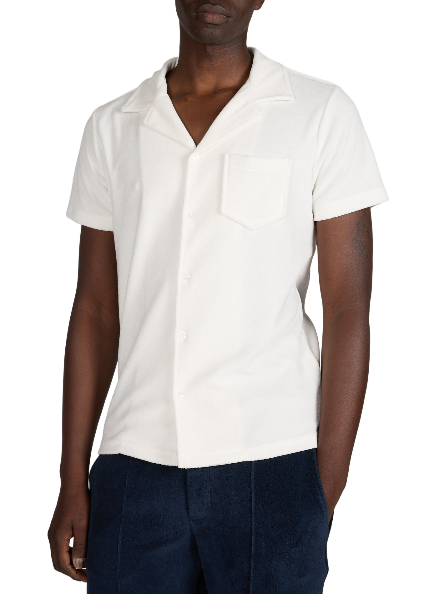 Chemise en tissu éponge de coton mélangé AURELIEN Blanc