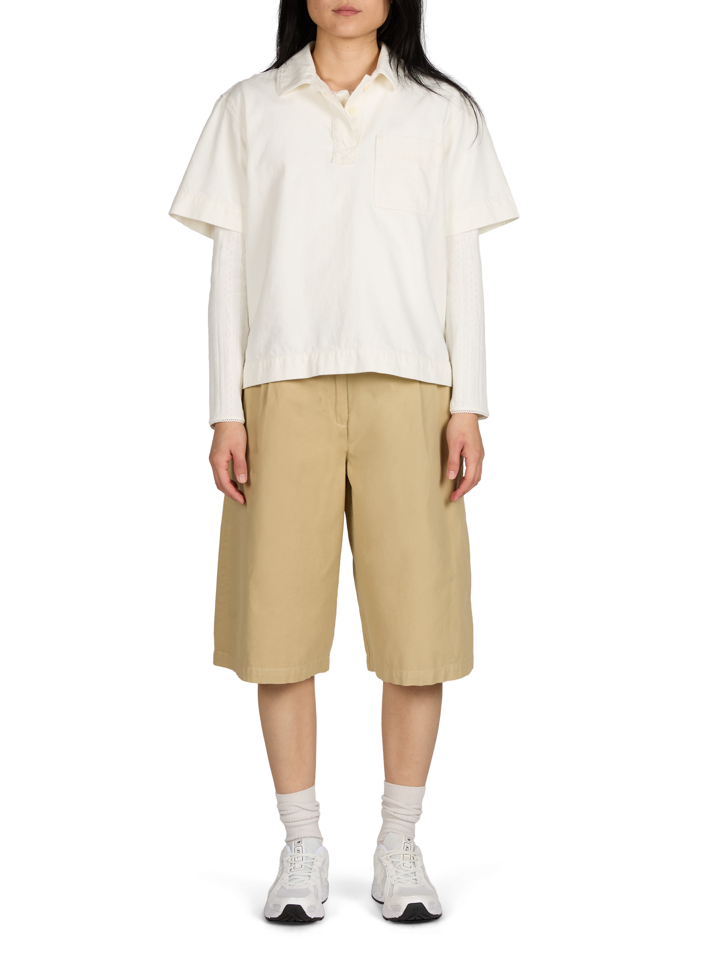 Bermuda taille haute à pinces uni BELLEROSE Beige