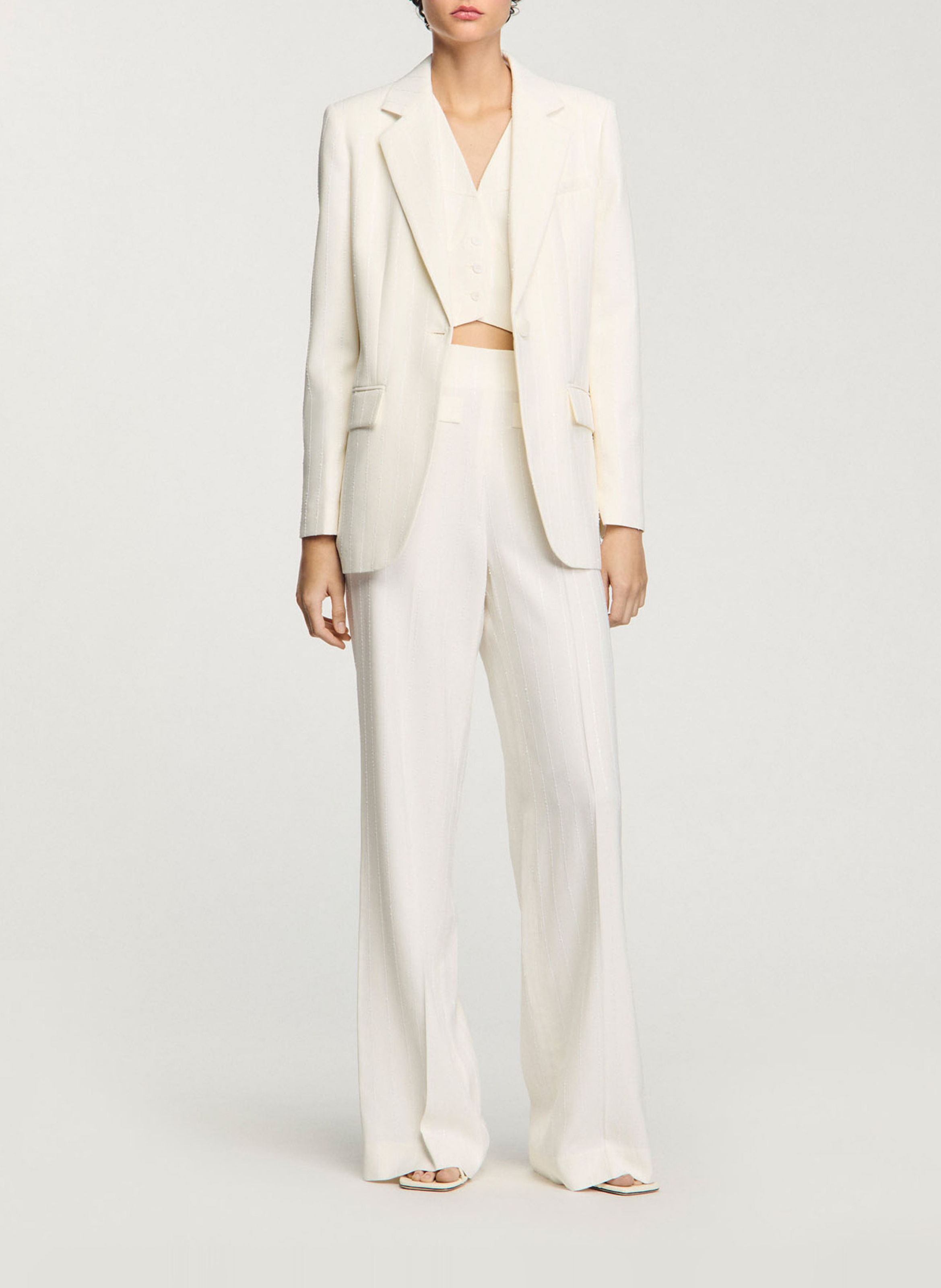 Pantalon de costume droit à sequins SANDRO Beige