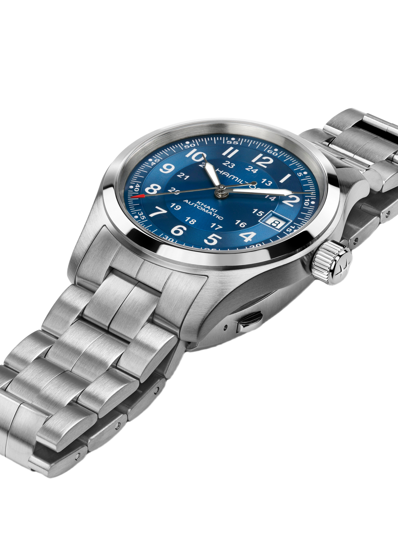 Montre Khaki Field en acier inoxydable HAMILTON Bleu