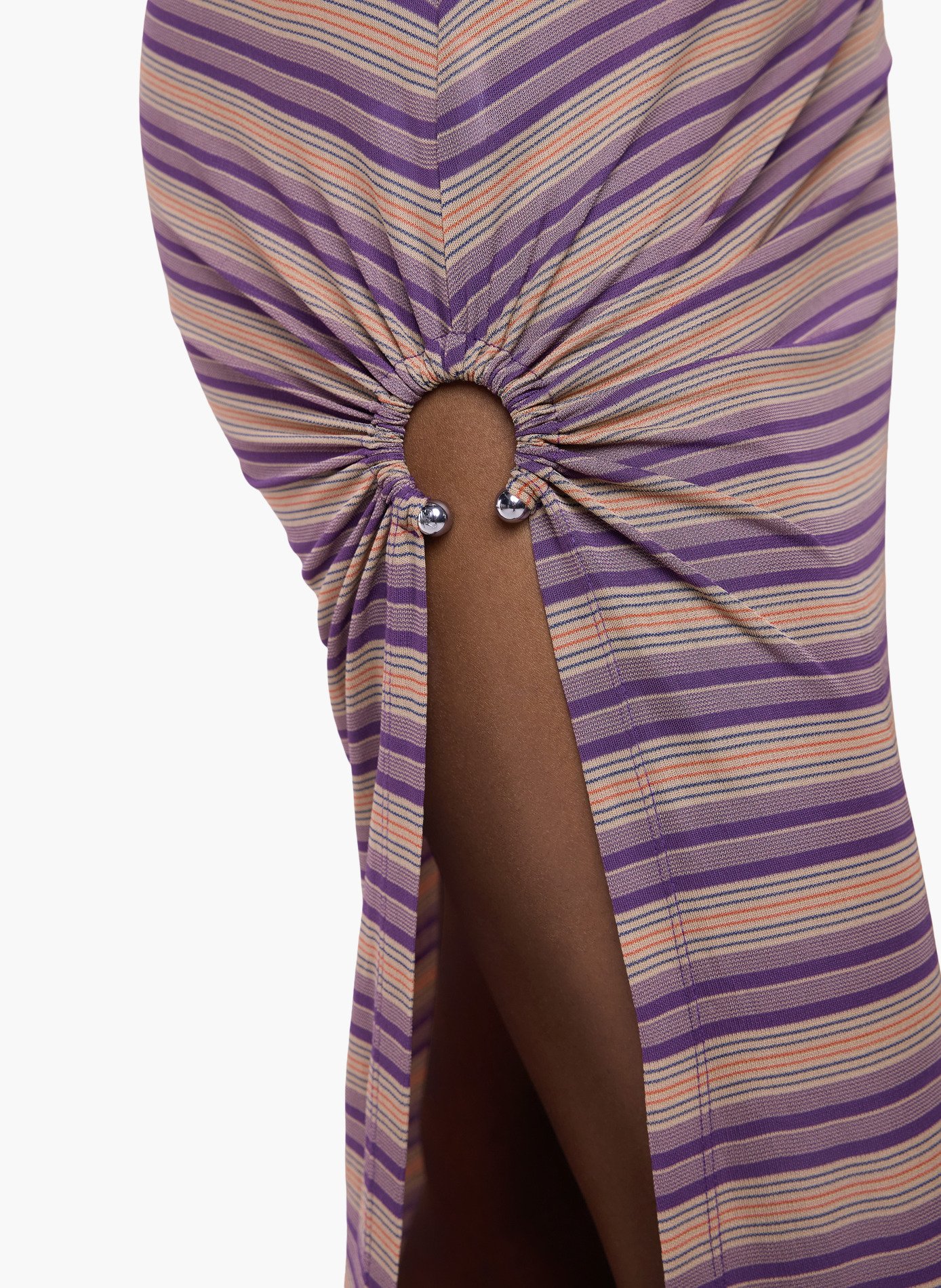 Longue jupe piercing en jersey viscose rayé RABANNE Violet