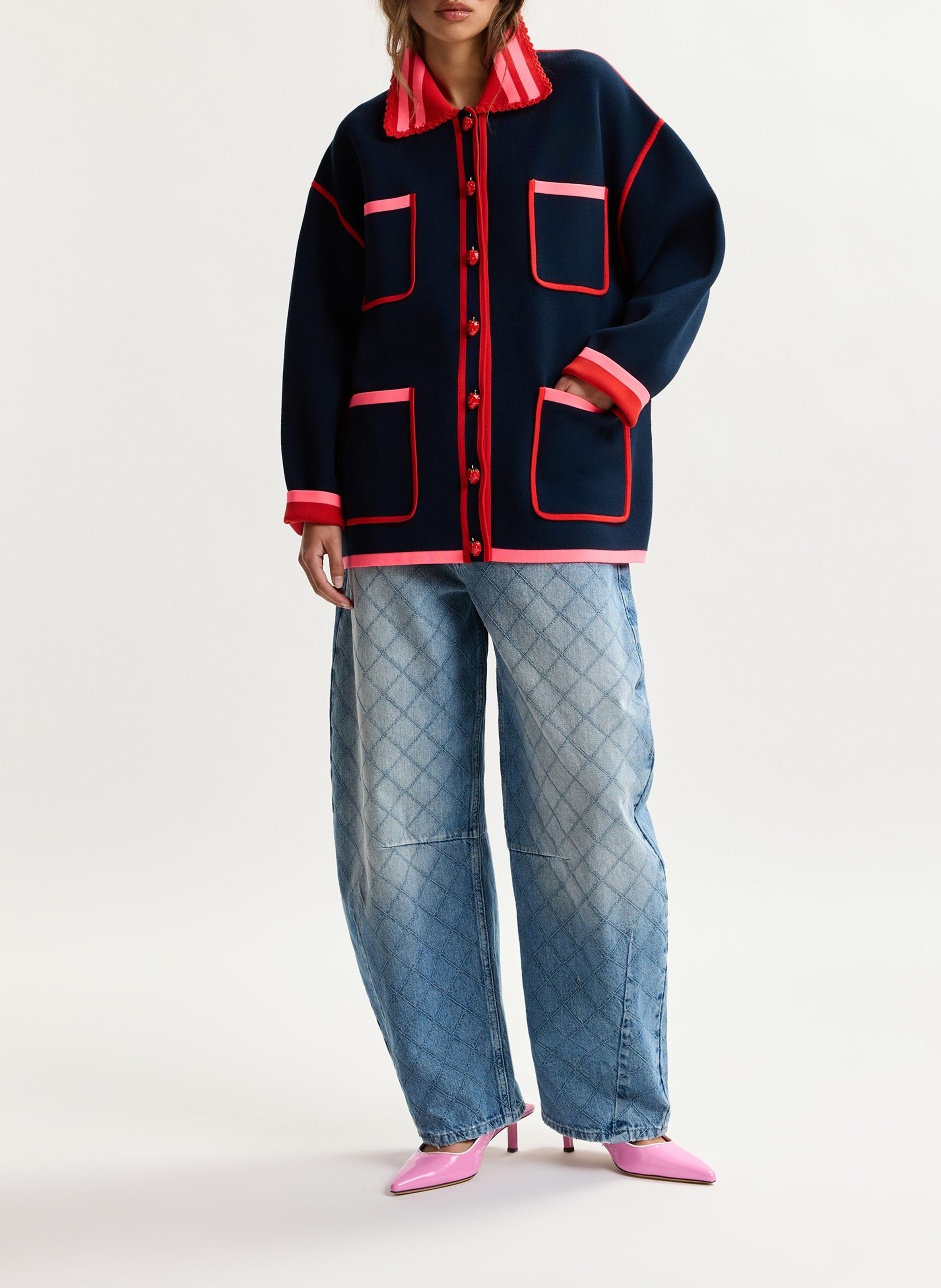 Cardigan oversize col classique kokorico ESSENTIEL ANTWERP Bleu