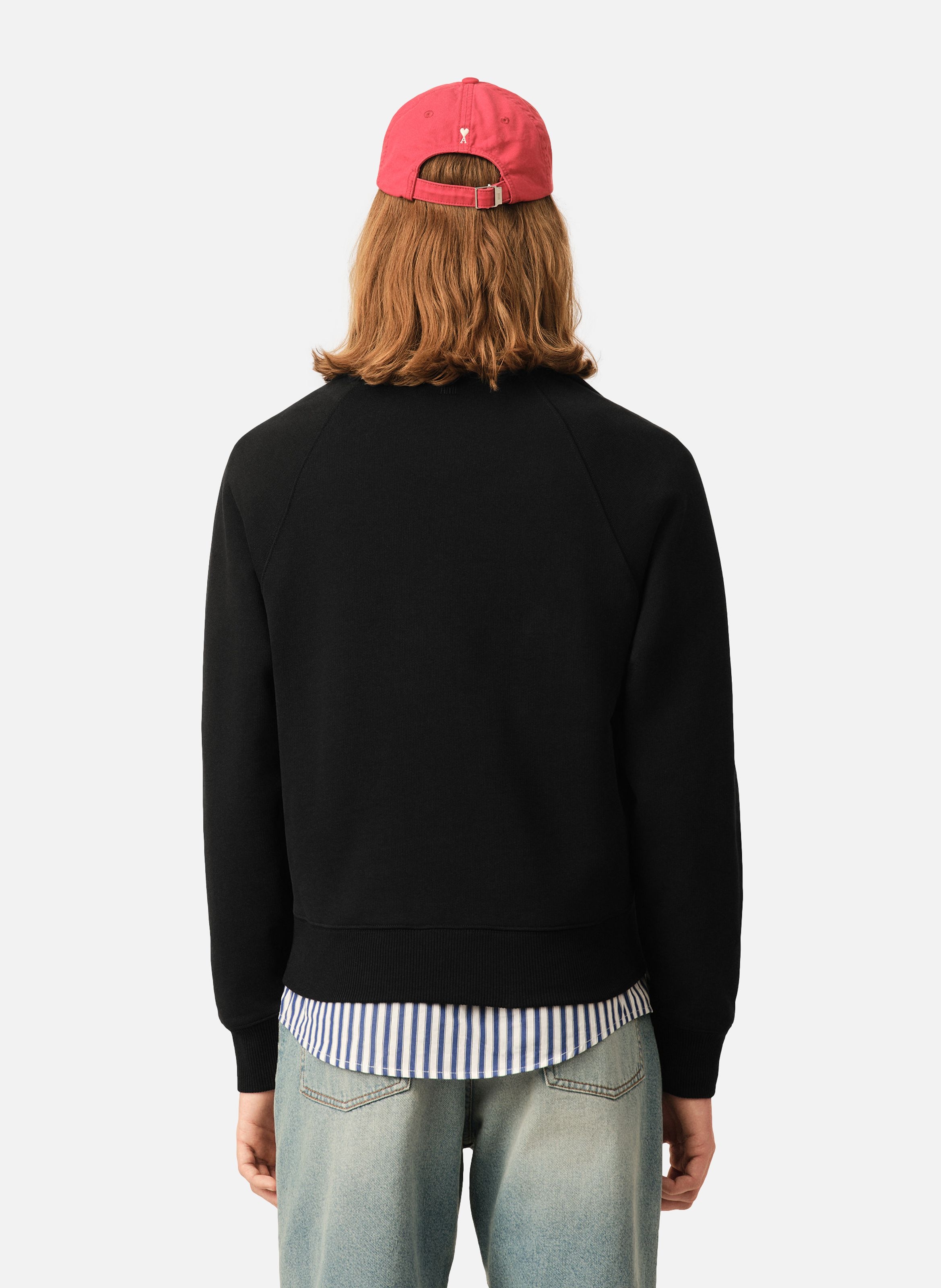 Sweatshirt zippé unisexe en coton ami de coeur embossé AMI PARIS Noir