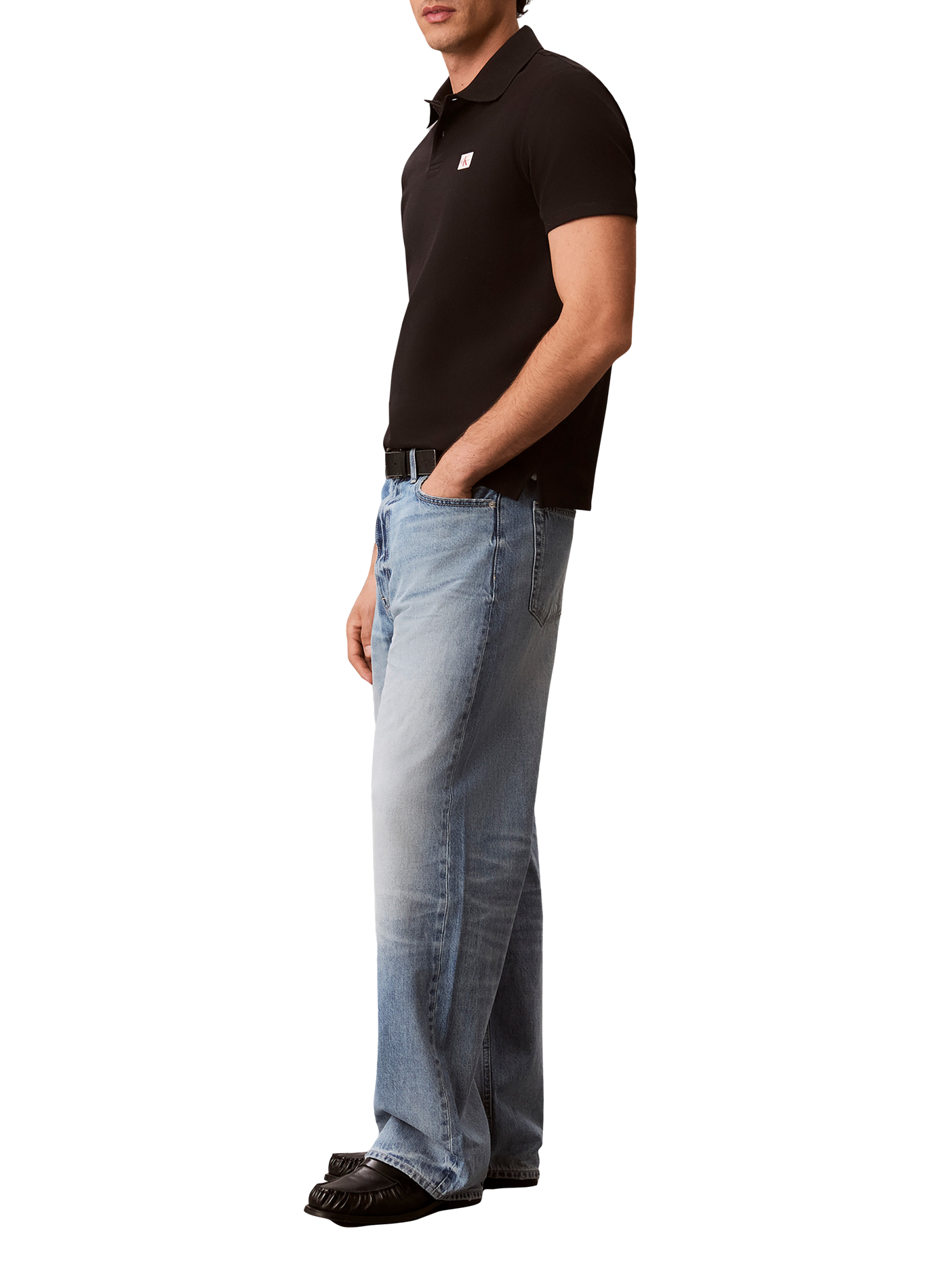 Ribbed logo cotton blend polo CALVIN KLEIN Black