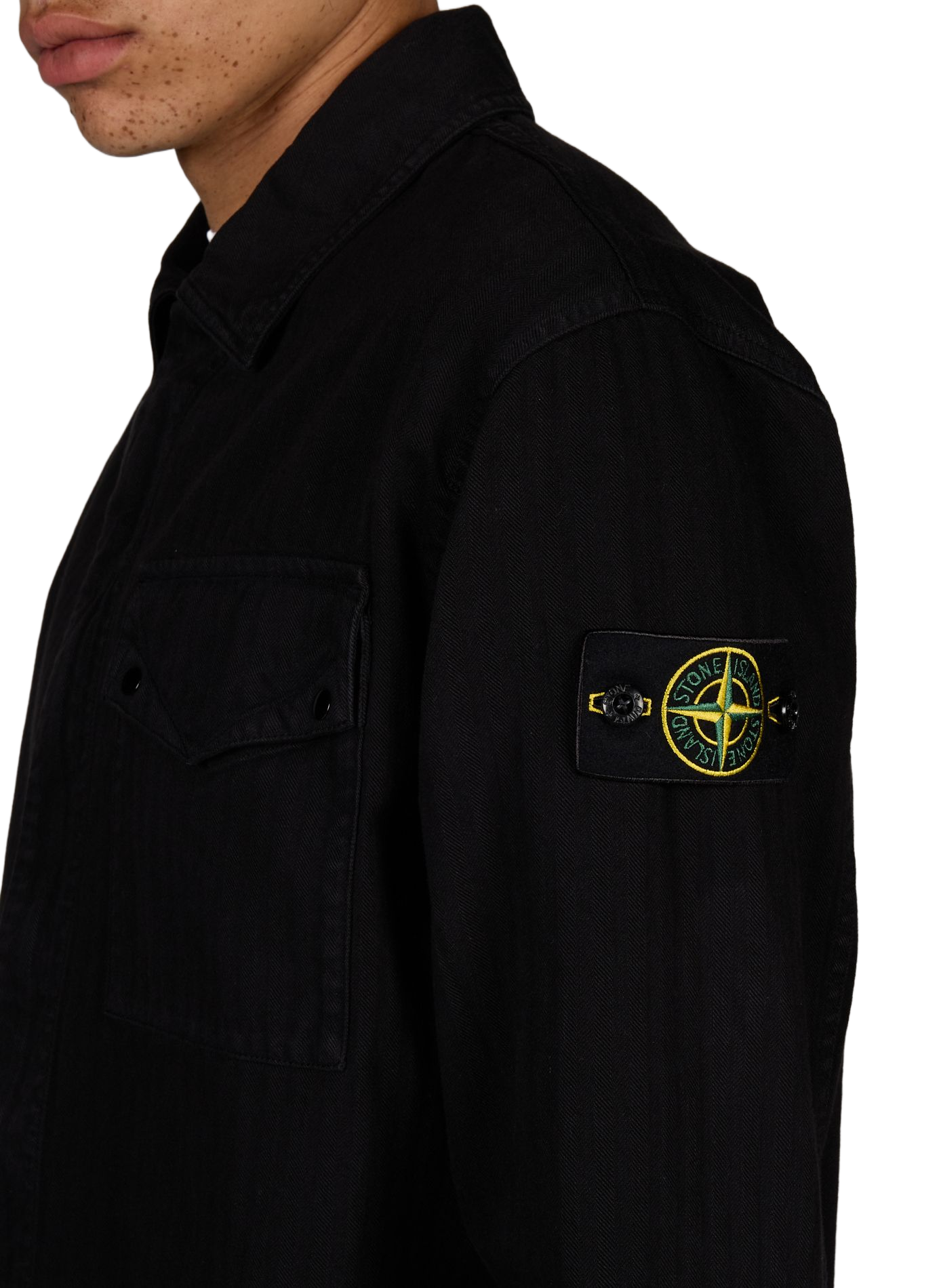 Geknöpfte Baumwolljacke STONE ISLAND Schwarz