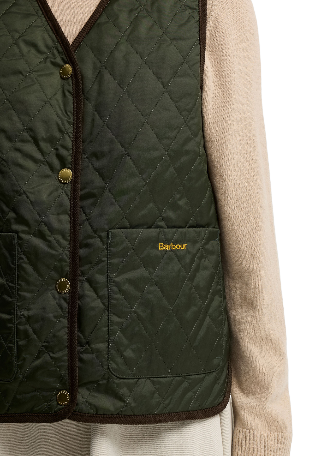 Veste col V sans manches BARBOUR Kaki