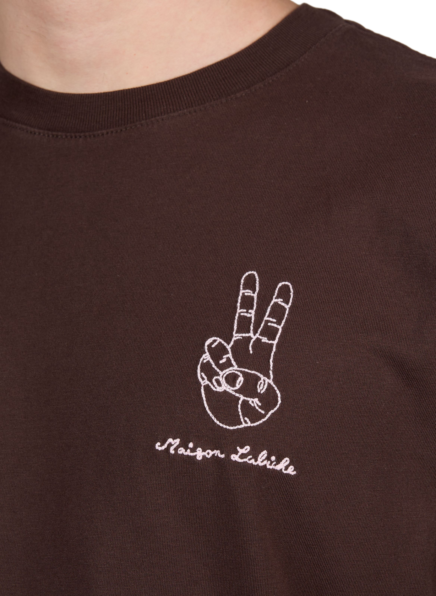 Tee-shirt brodé en coton MAISON LABICHE Marron