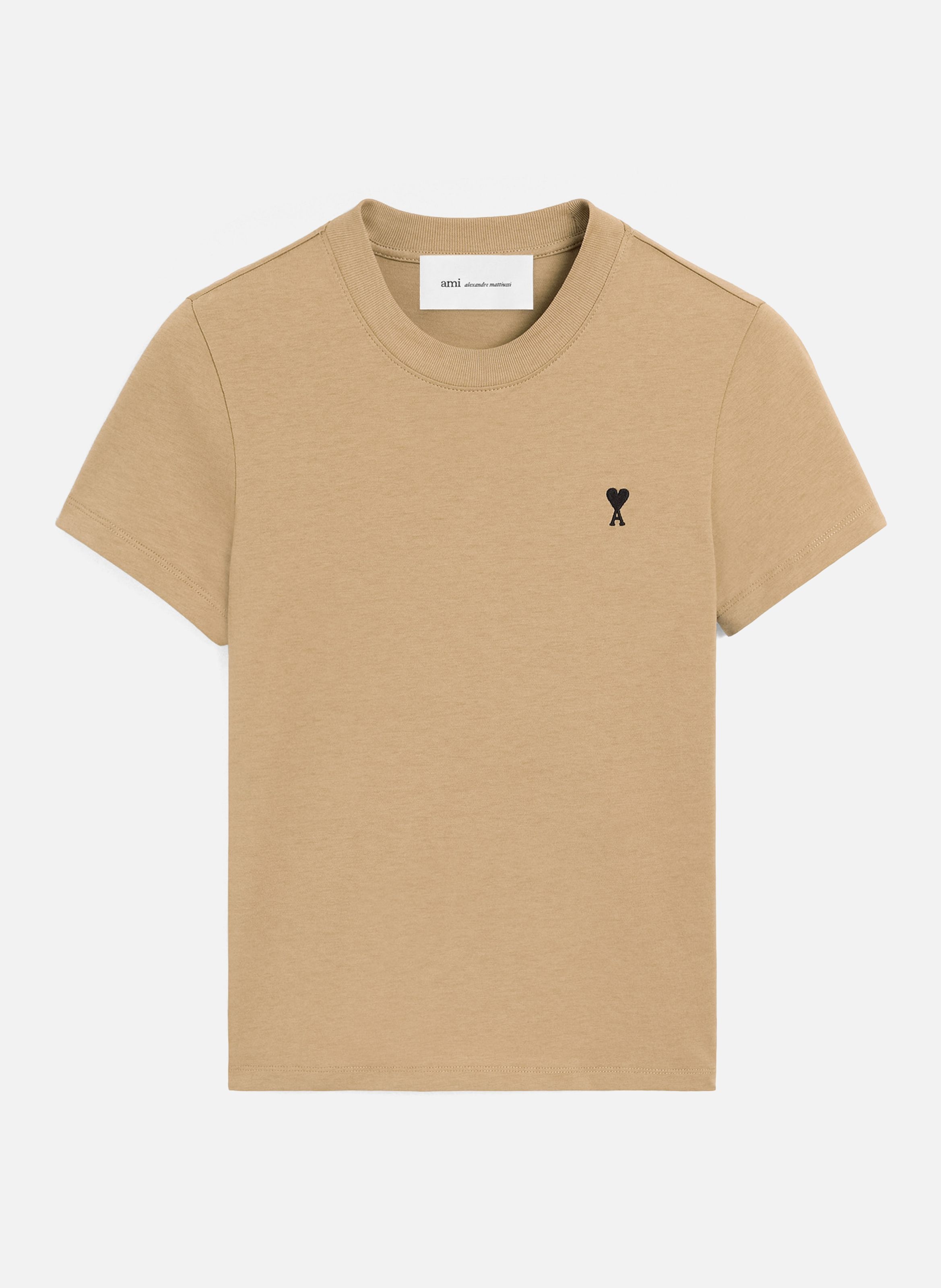 T-shirt ami de coeur court en coton AMI PARIS Beige