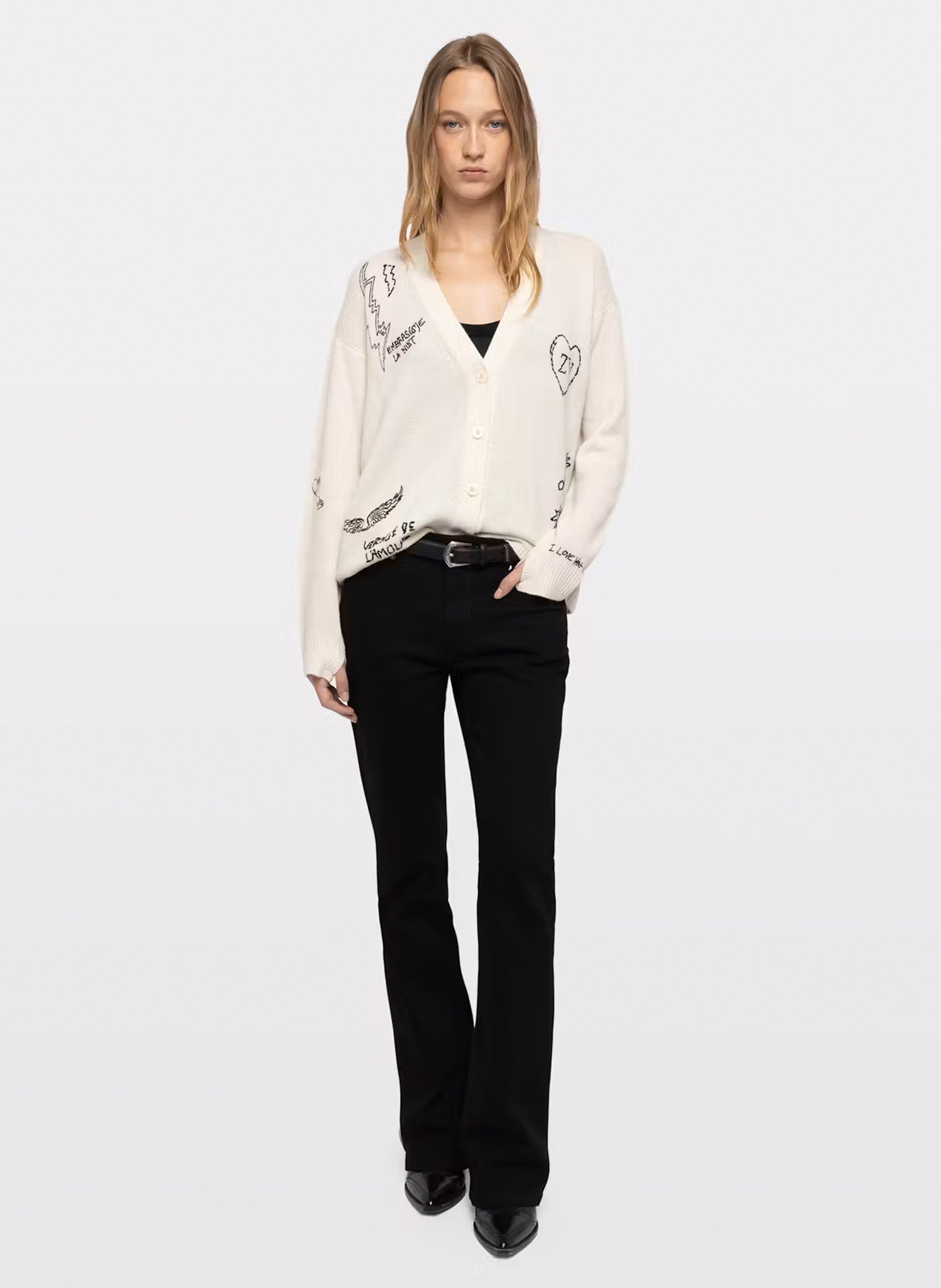 Cardigan ample à motifs brodés en cachemire mirkaz ZADIG&VOLTAIRE Beige