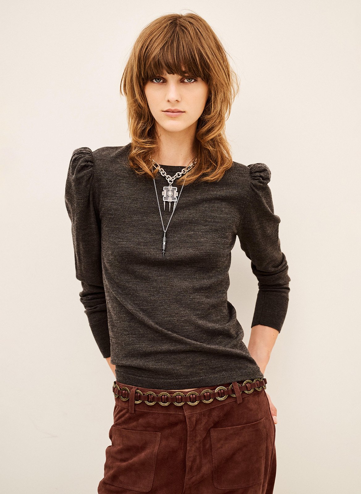 Effen recht model van Britse wol BA&SH Bruin