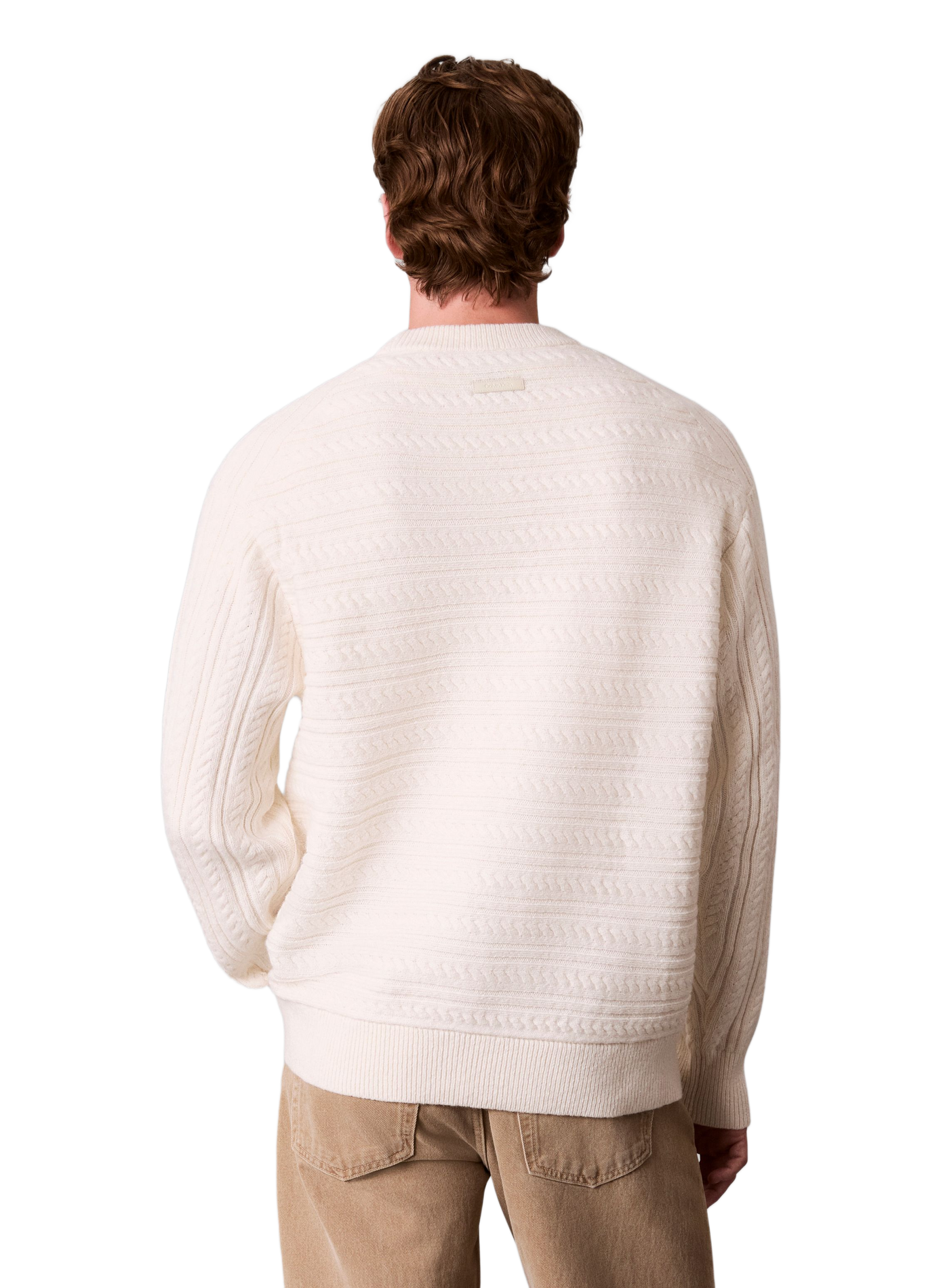 Straight-fit style in a wool and cotton blend knit CALVIN KLEIN White