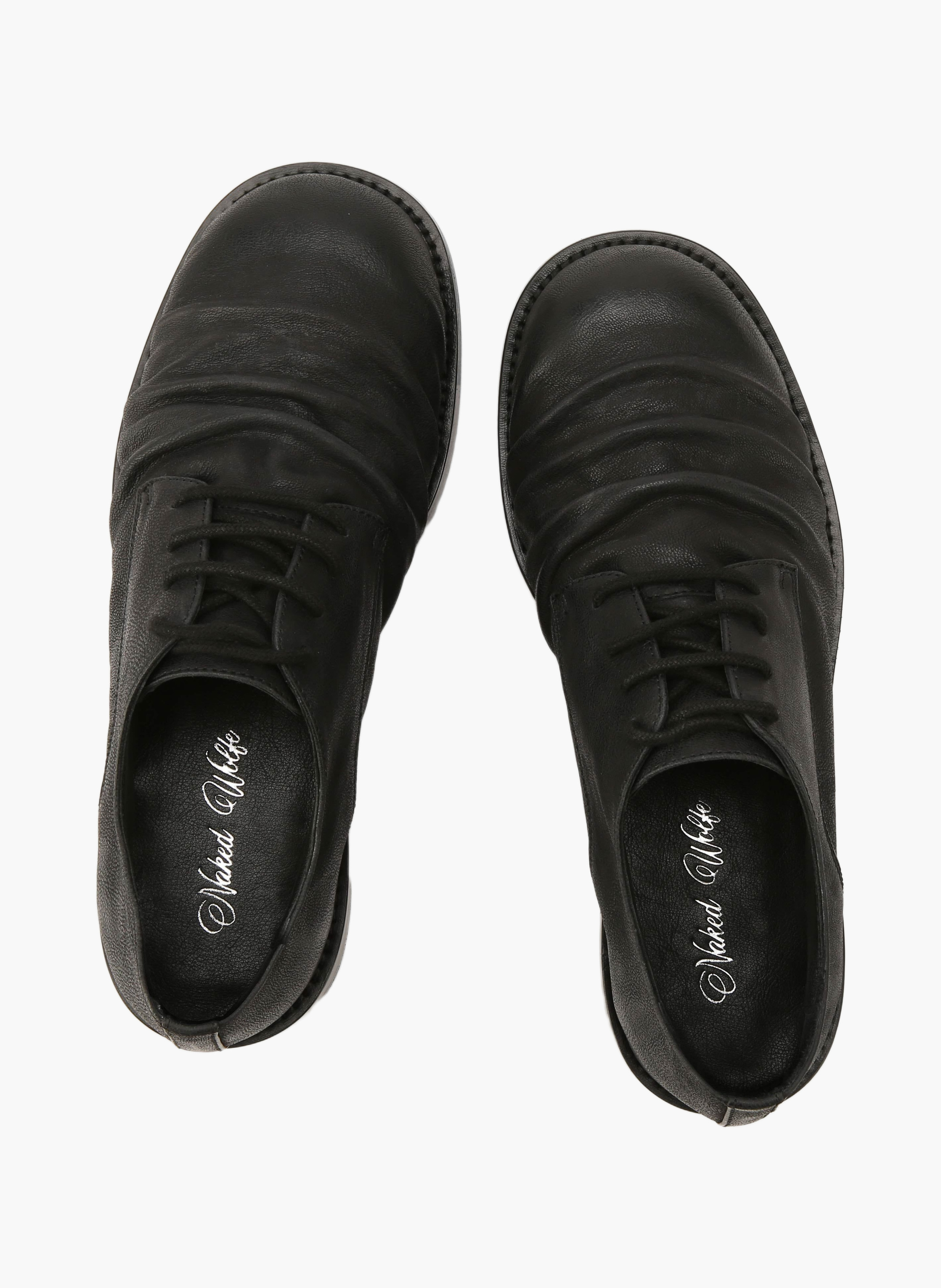 Mocassins the wrinkled derby en cuir NAKED WOLFE Noir