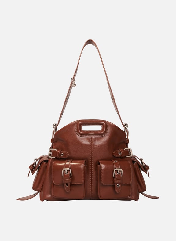 Sac bandoulière à poches en cuir miss m mini Marron by MAJE MAJE Sac bandoulière à poches en cuir miss m mini Marron