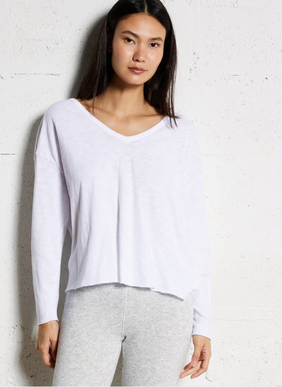 Tee-shirt manches longues en coton sonoma Blanc by AMERICAN VINTAGE AMERICAN VINTAGE Tee-shirt manches longues en coton sonoma Blanc