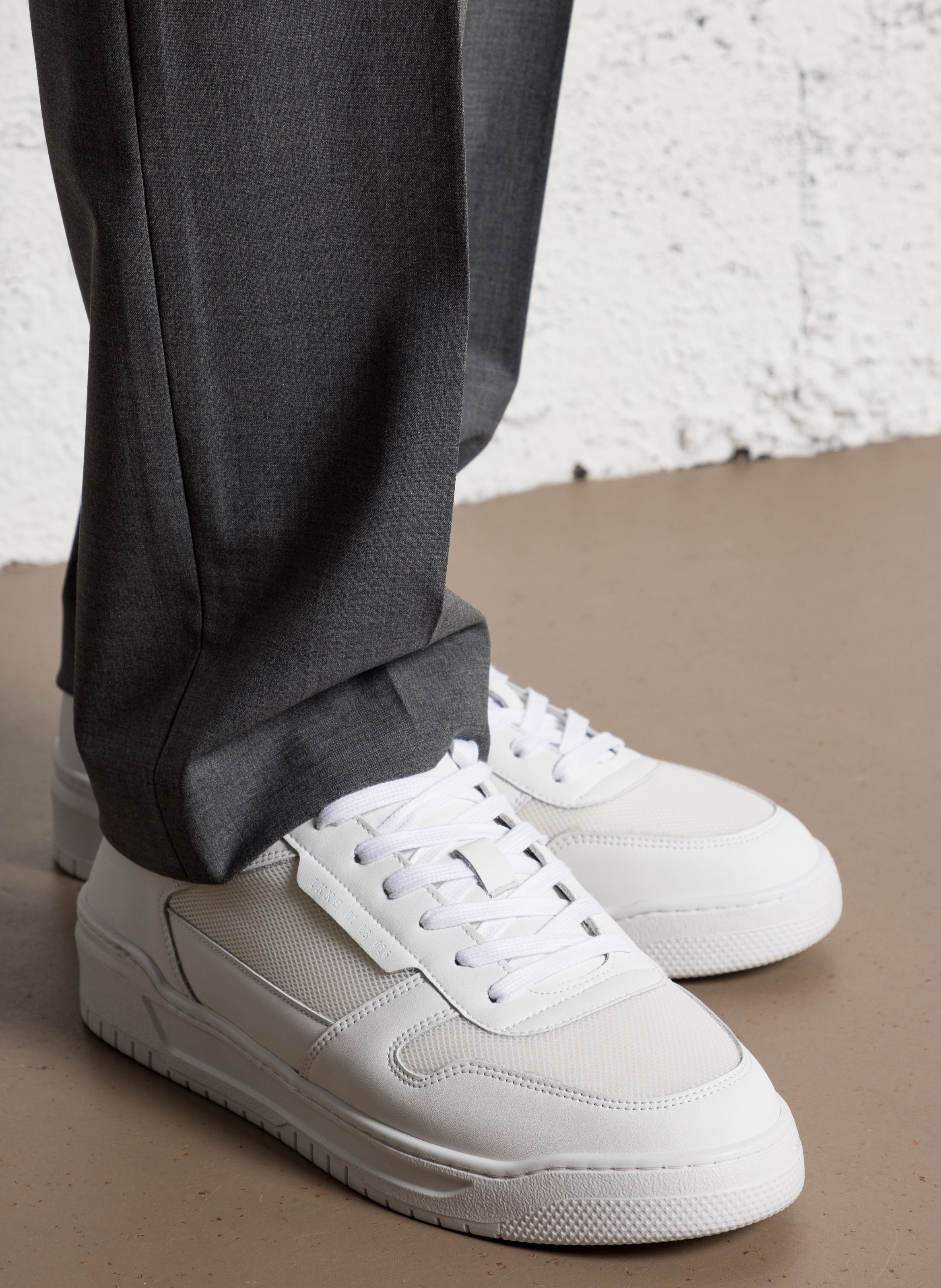 Baskets basses en cuir mélangé IKKS Blanc