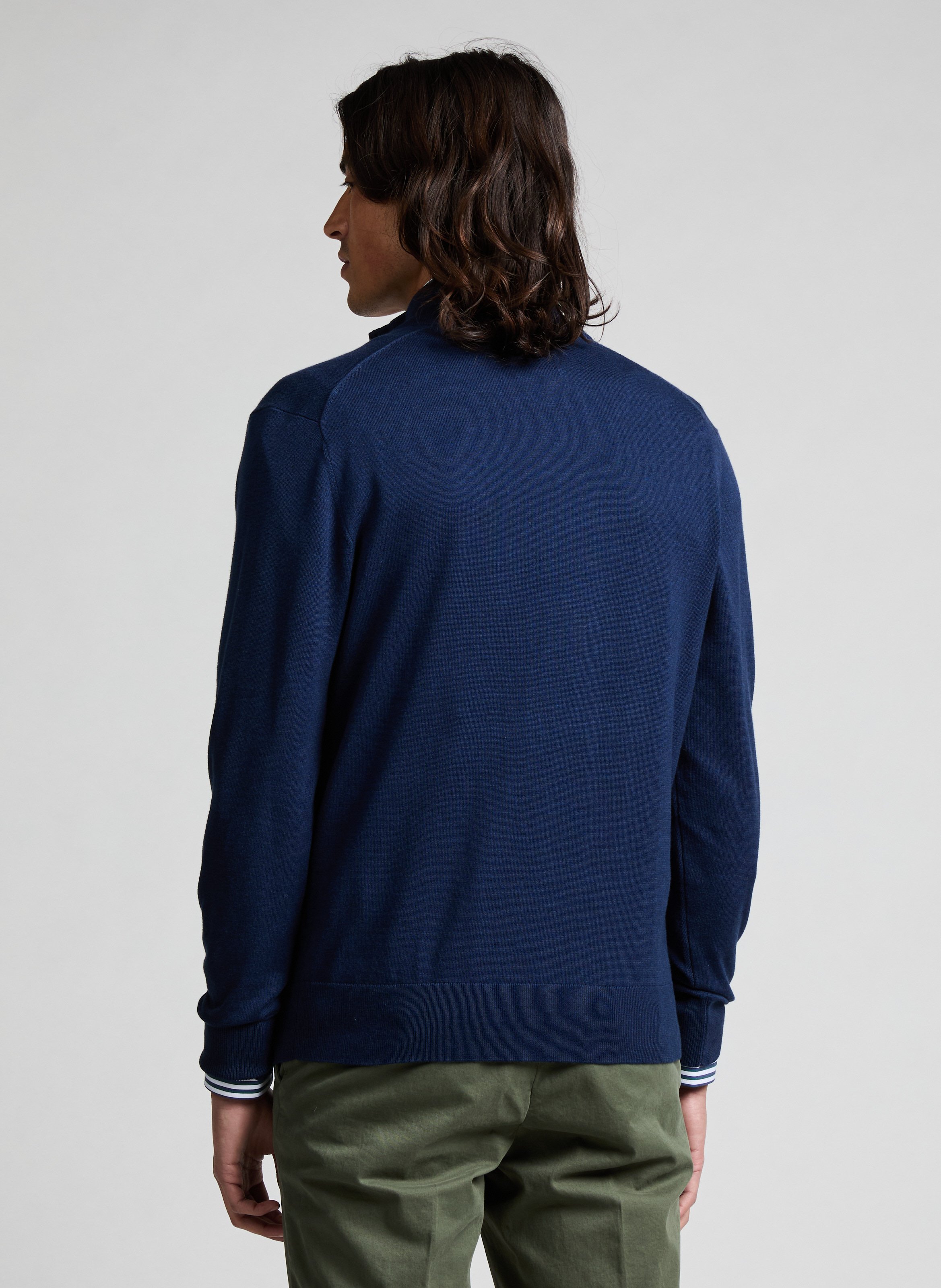Cotton and silk zip-up sweater HACKETT Blue