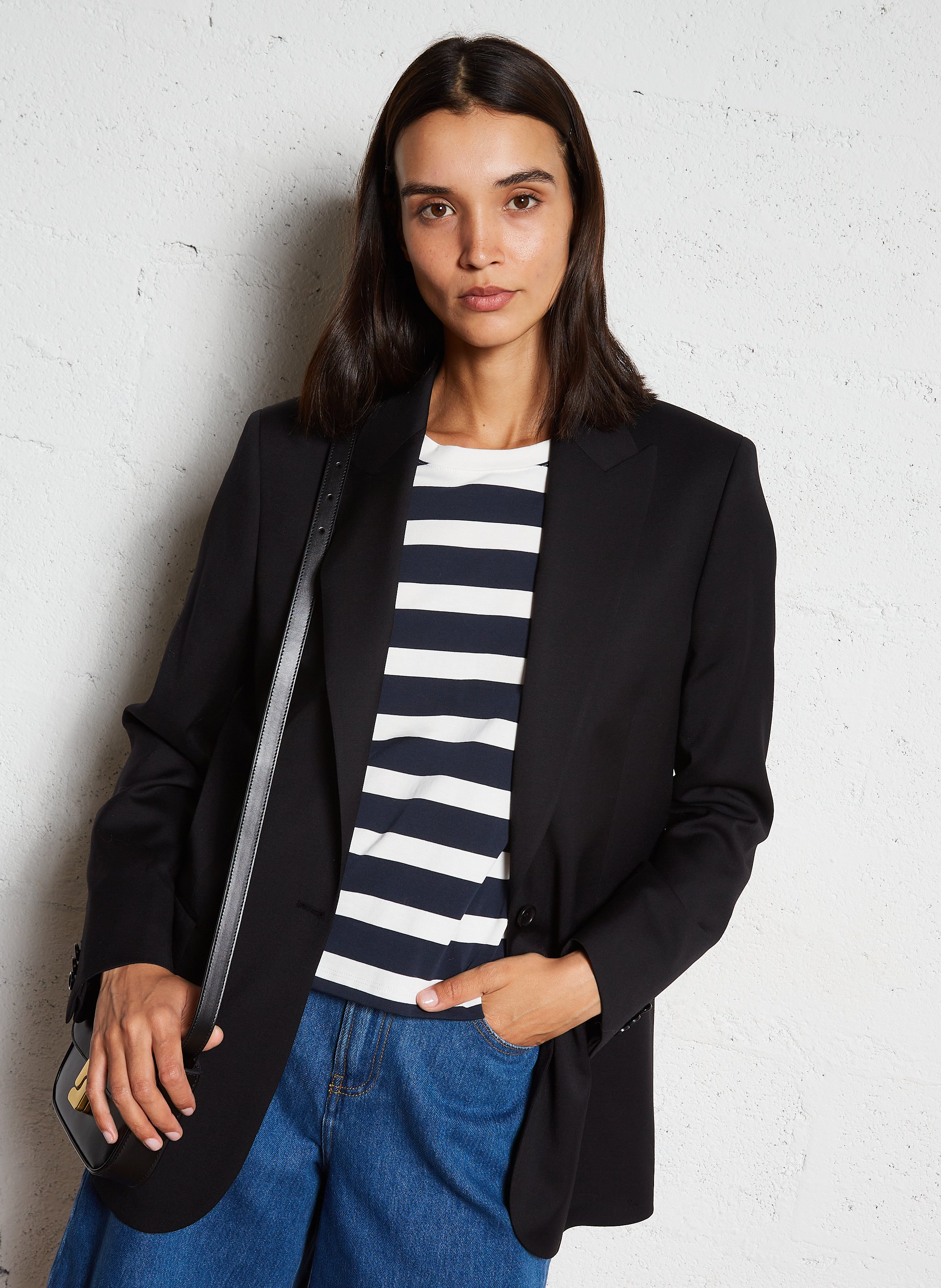 Veste de tailleur en laine visha BA&SH Noir