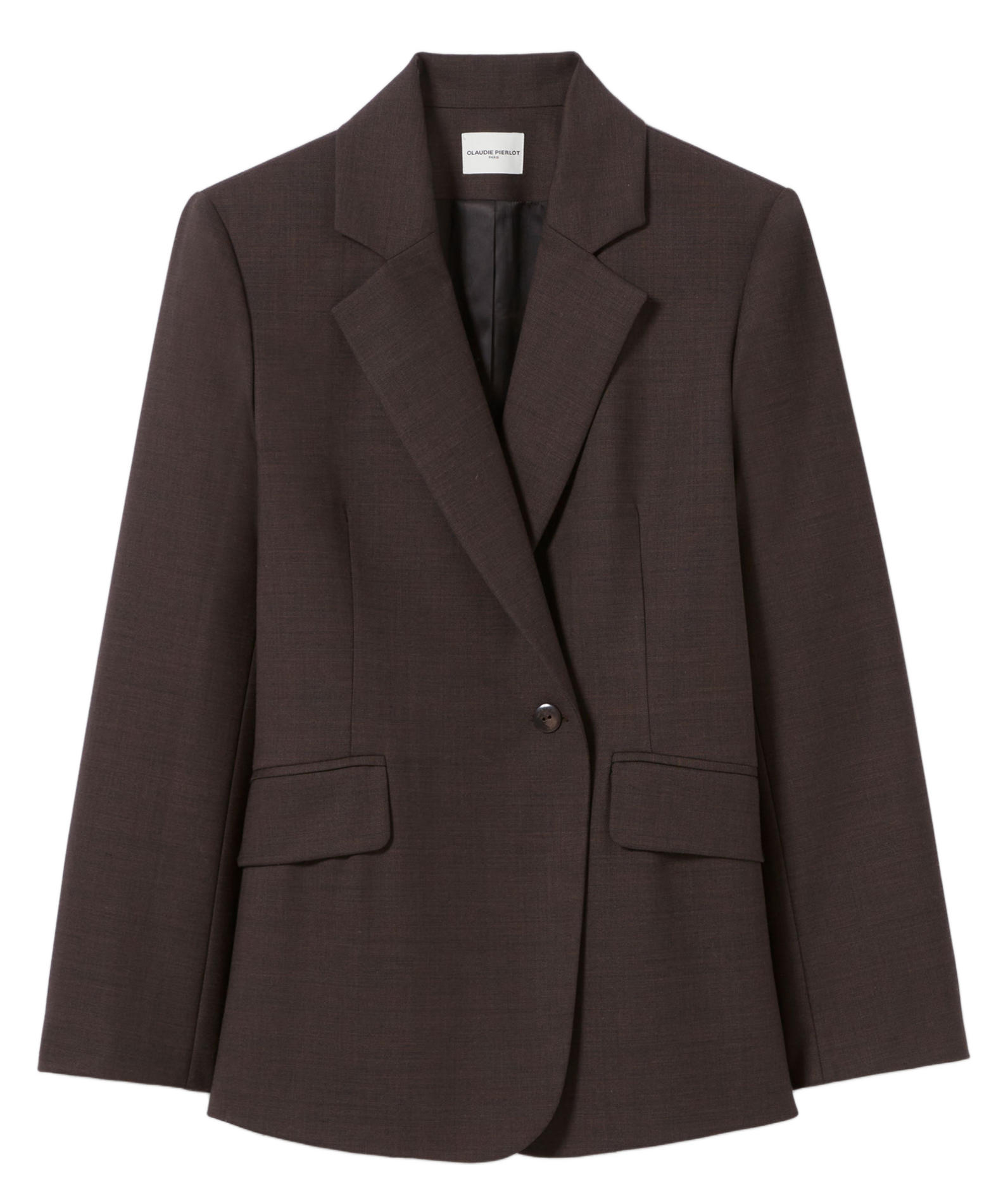 Veste tailleur droite unie en laine mélangée villagabis CLAUDIE PIERLOT Marron