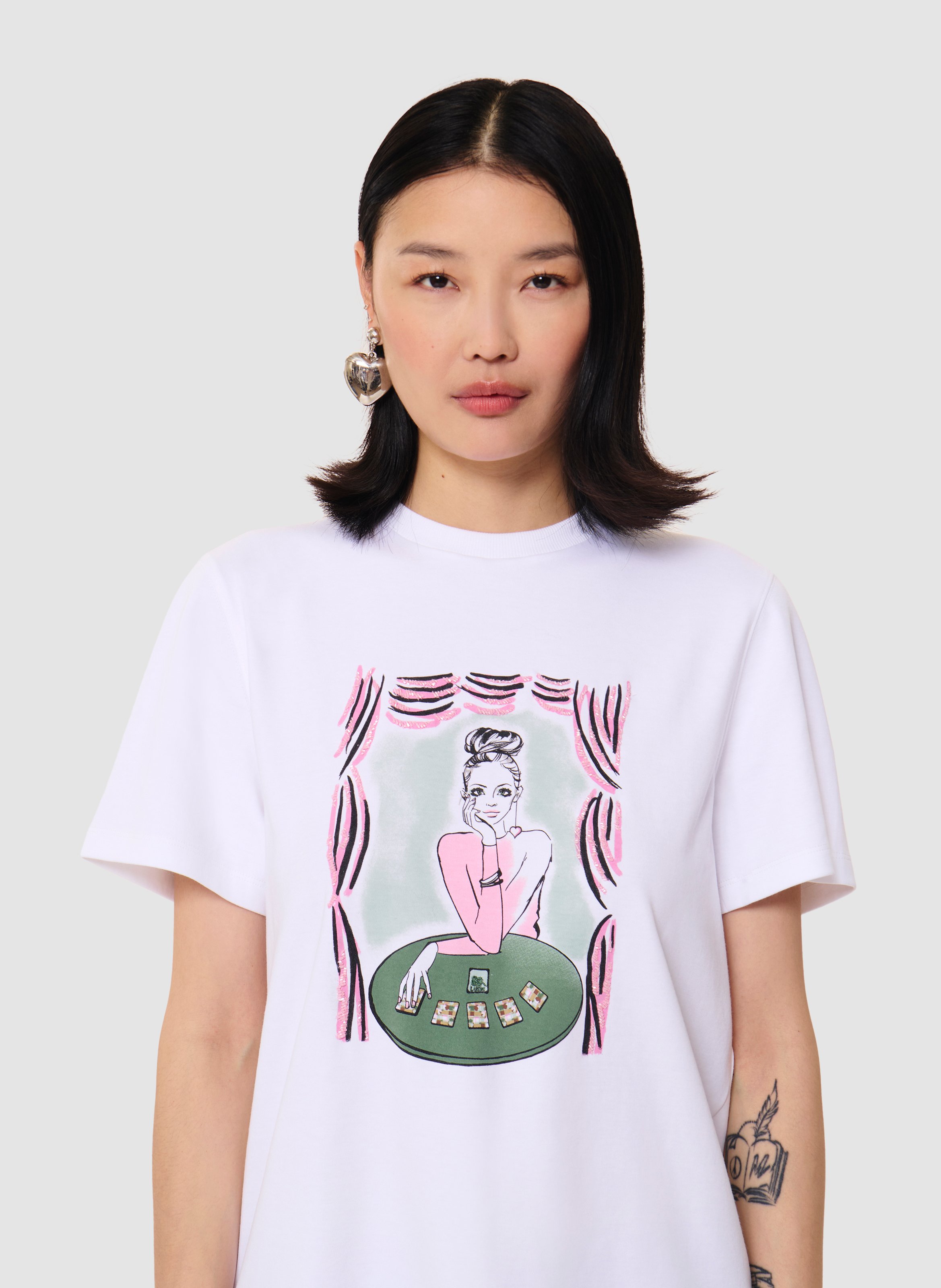 T-shirt tara lucky love Blanc