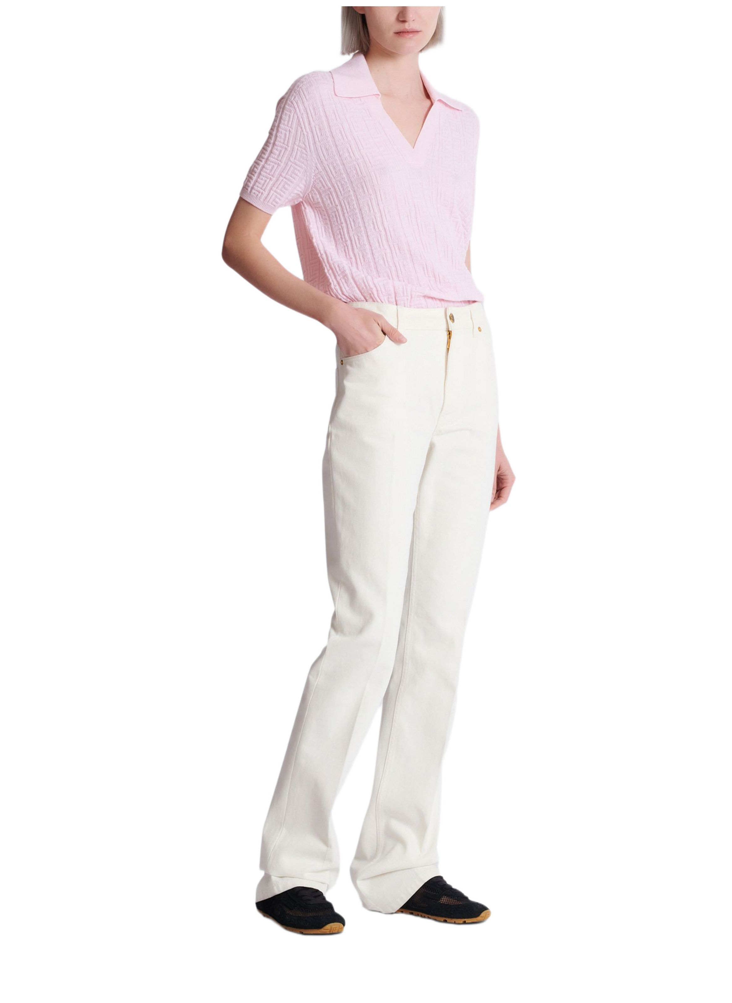 Pantalon droit en denim Blanc