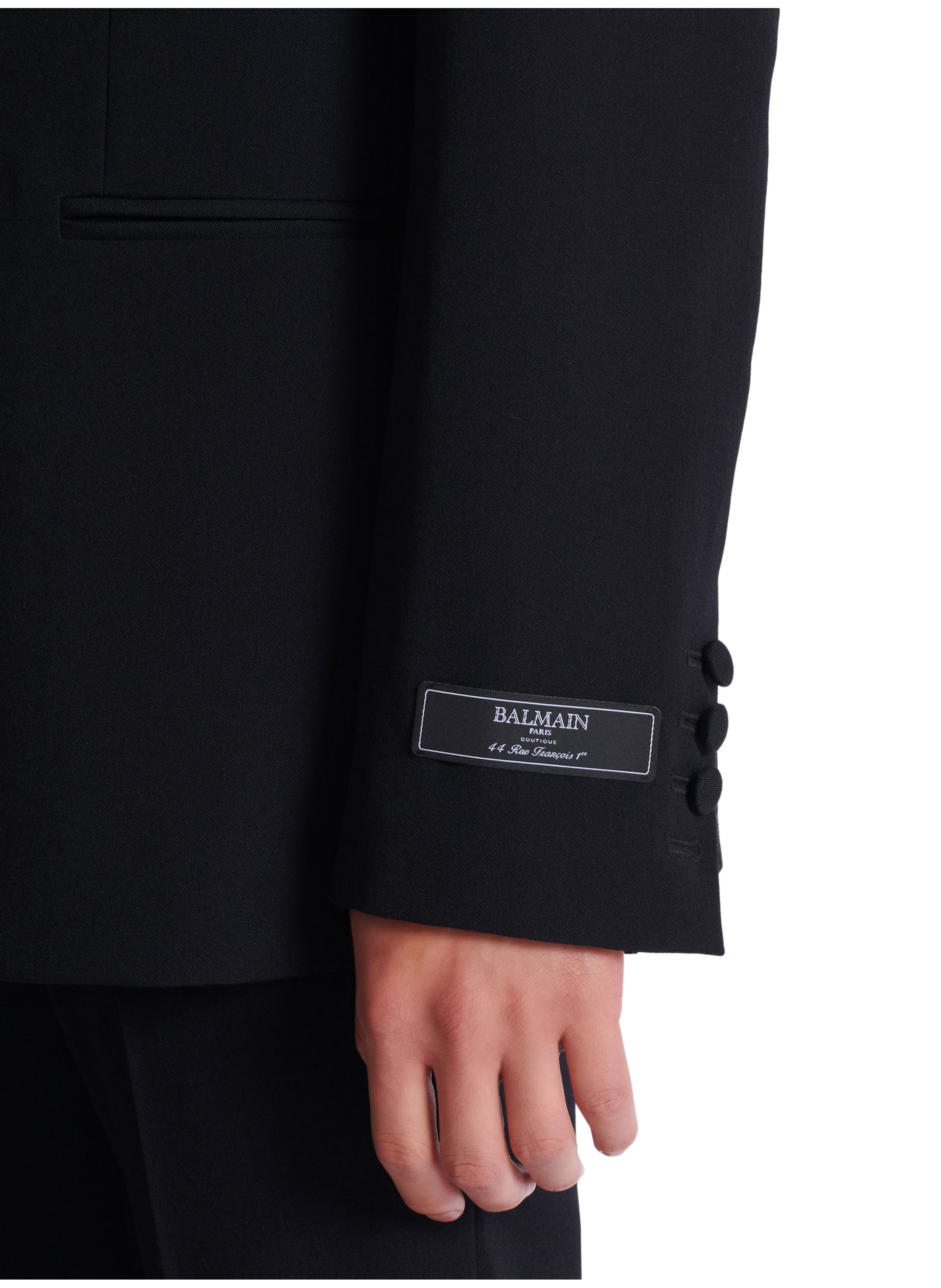 Veste 1 bouton en grain de poudre Noir