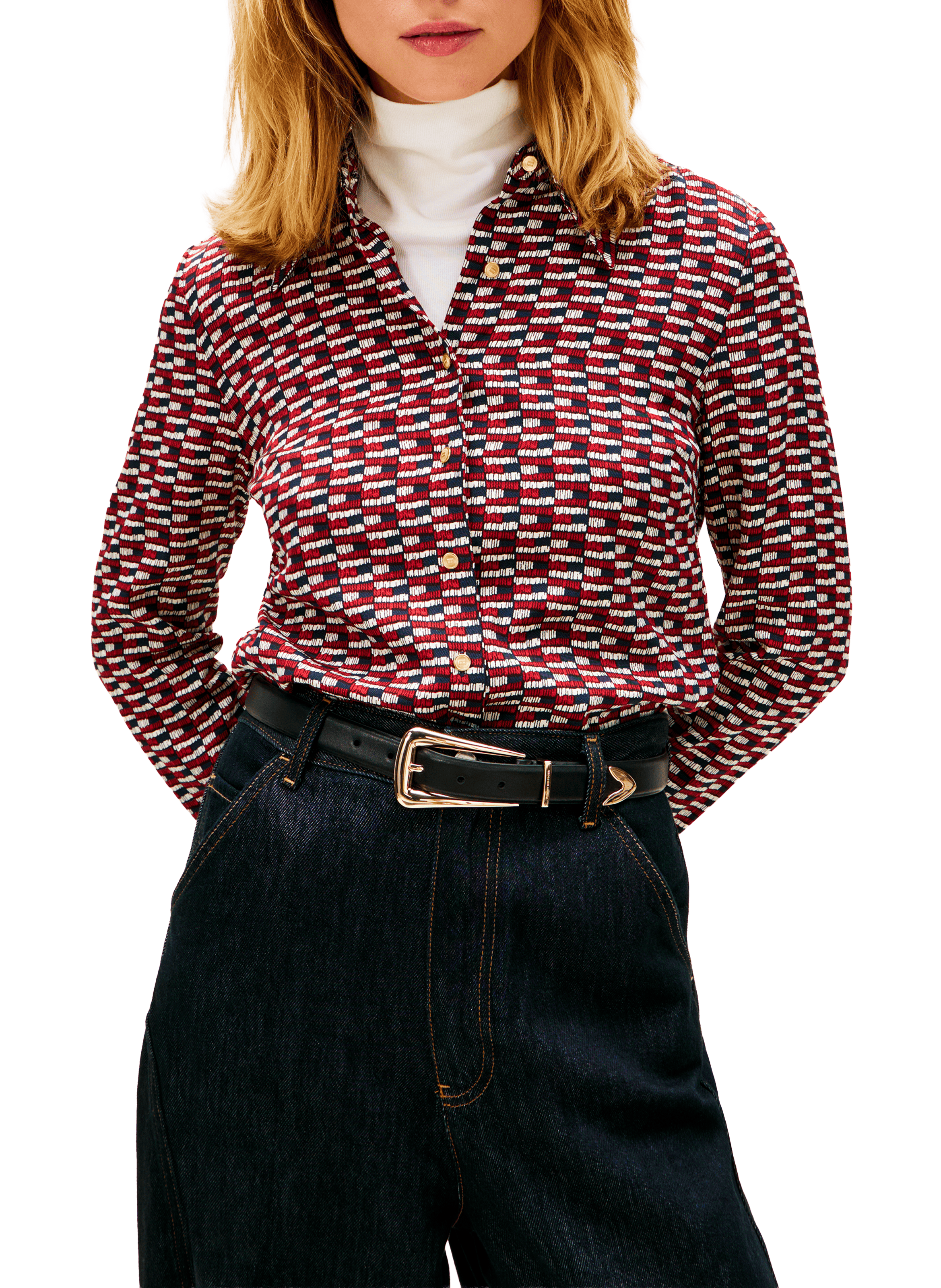 Chemise imprimée à manches longues TOMMY HILFIGER Bleu