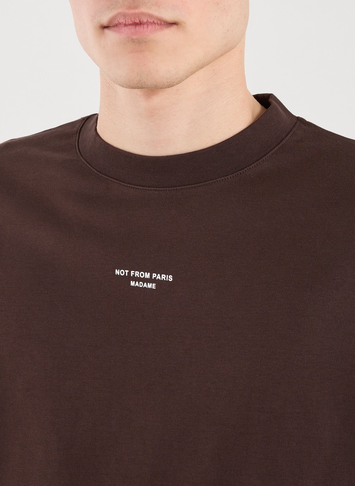 T-shirt with Cotton Slogan DROLE DE MONSIEUR Brown